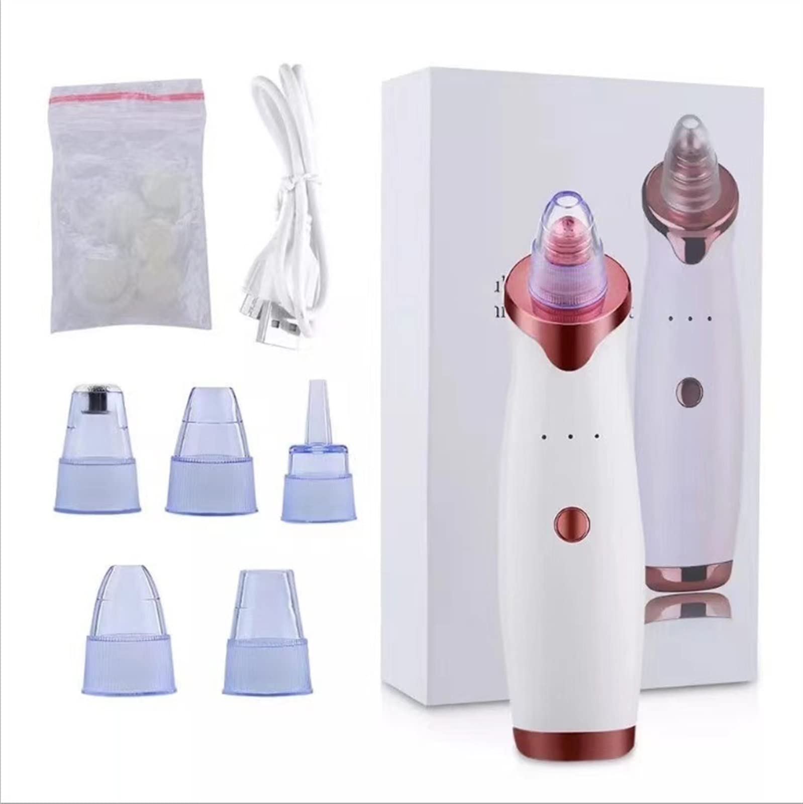 HEYUANPIUS 5-in-1 Blackhead Vacuum Kit - Electric Comedone Extractor with 3 Adjustable Suction Levels & 5 Attachments for Deep Pore Cleansing | Perfect for Facial Spa, At-Home Skincare & Blackhead Removal