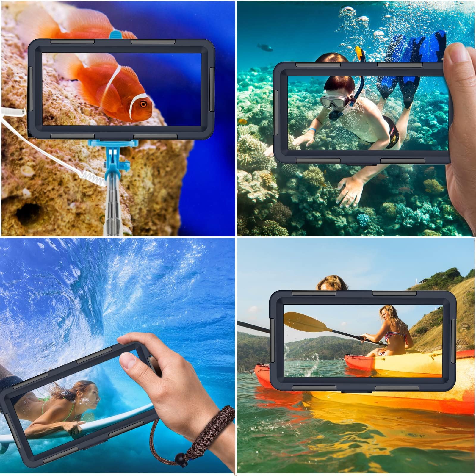 Latest Upgrade Underwater Snorkeling & Diving Phone Case for iPhone 15/14/13/12/11 Pro Max & Galaxy S24/S23/S22/S21 Plus Ultra - 50ft/15m Waterproof Scuba Dive Case (Orange) - Perfect for Beach Vacations, Pool Parties & Underwater Photography