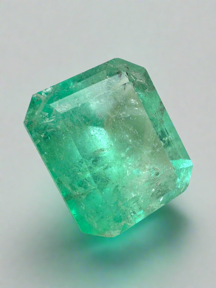 17.64 Carat Loose Colombian Emerald - 17x14.5mm Earthy Green Emerald Cut Gemstone for Jewelry Making & Engagement Rings