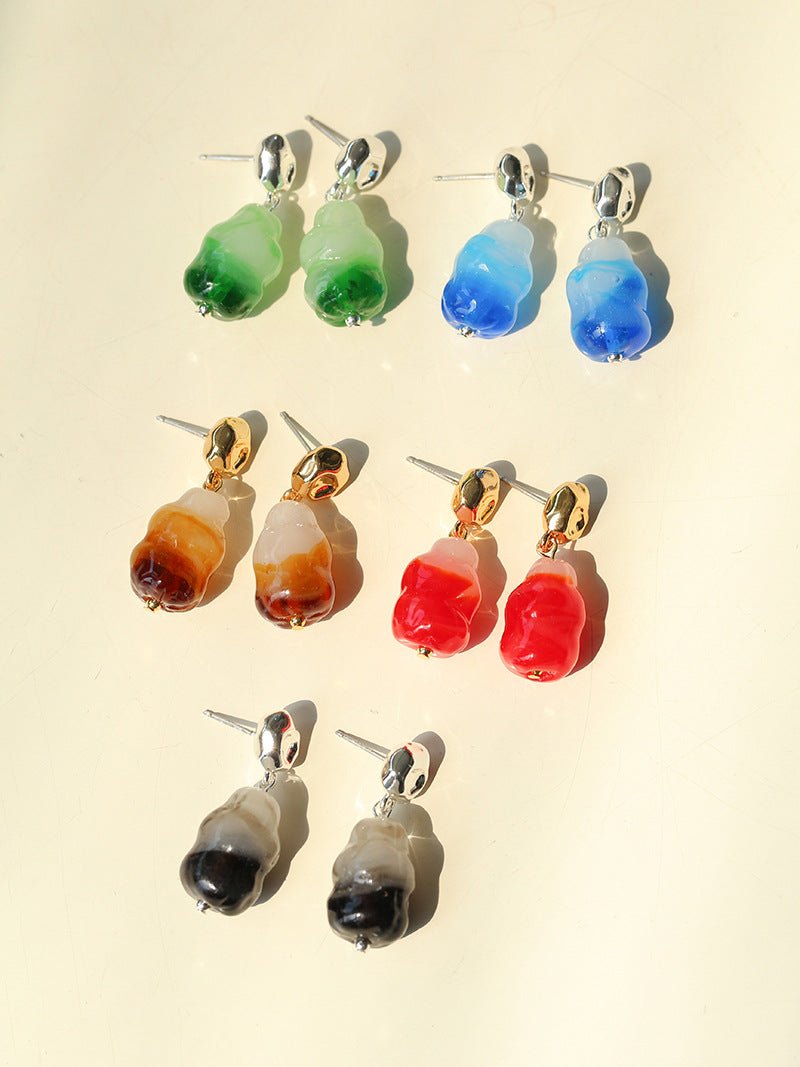 Dopamine Candy Drop Glass Earrings - Matcha Mint Green Dangle Earrings for Women | Trendy Statement Jewelry for Parties, Date Night & Everyday Wear