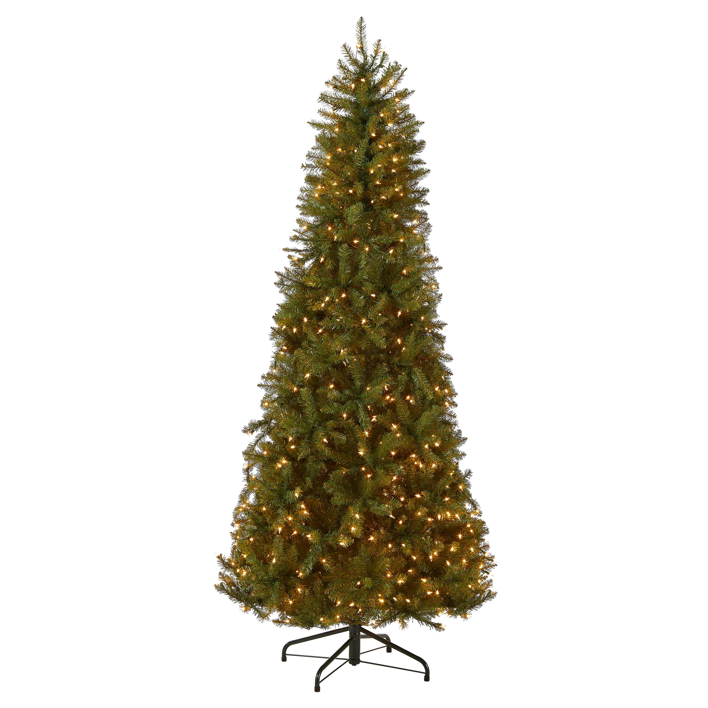 National Tree Company 6.5ft Pre-Lit Slim Artificial Christmas Tree with White LED Lights & Stand - Perfect for Small Spaces, Apartments, and Cozy Holiday Decor