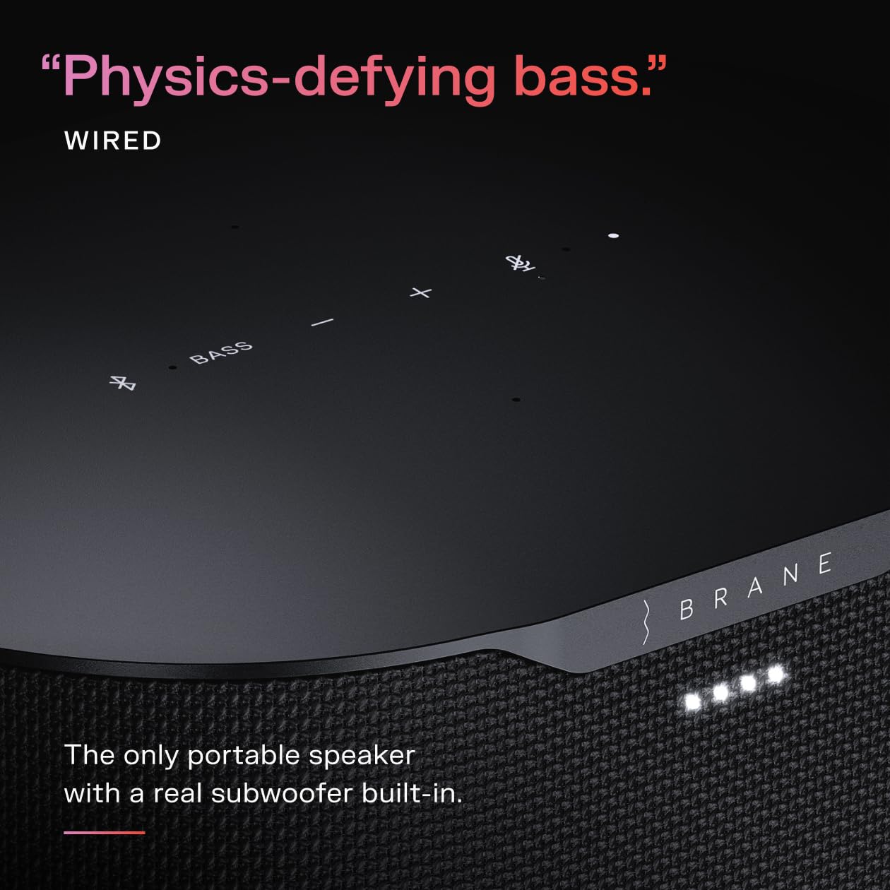 Brane Audio Brane X Smart Speaker - Portable Wireless Bluetooth Speaker with Internal RAD Subwoofer, 12 Hours Playback, IP57 Waterproof - Perfect for Outdoor Adventures, Pool Parties & Home Entertainment