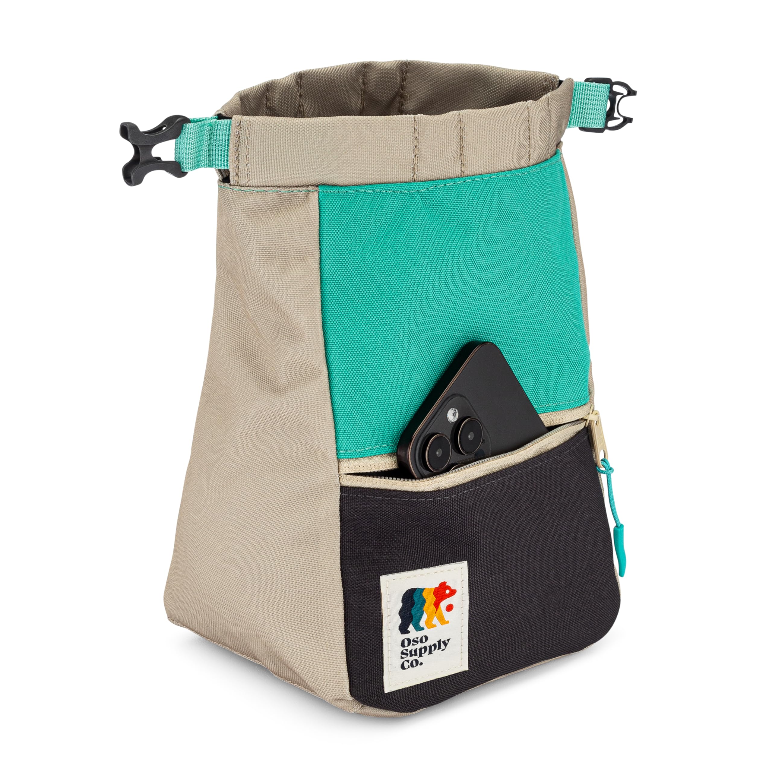 **Crux Large Bouldering Chalk Bucket with Magnetic Closure – Rock Climbing, Weightlifting & Gymnastics Chalk Bag – Zippered Pockets & Mesh Pouch for Secure Storage – Perfect for Indoor & Outdoor Training**