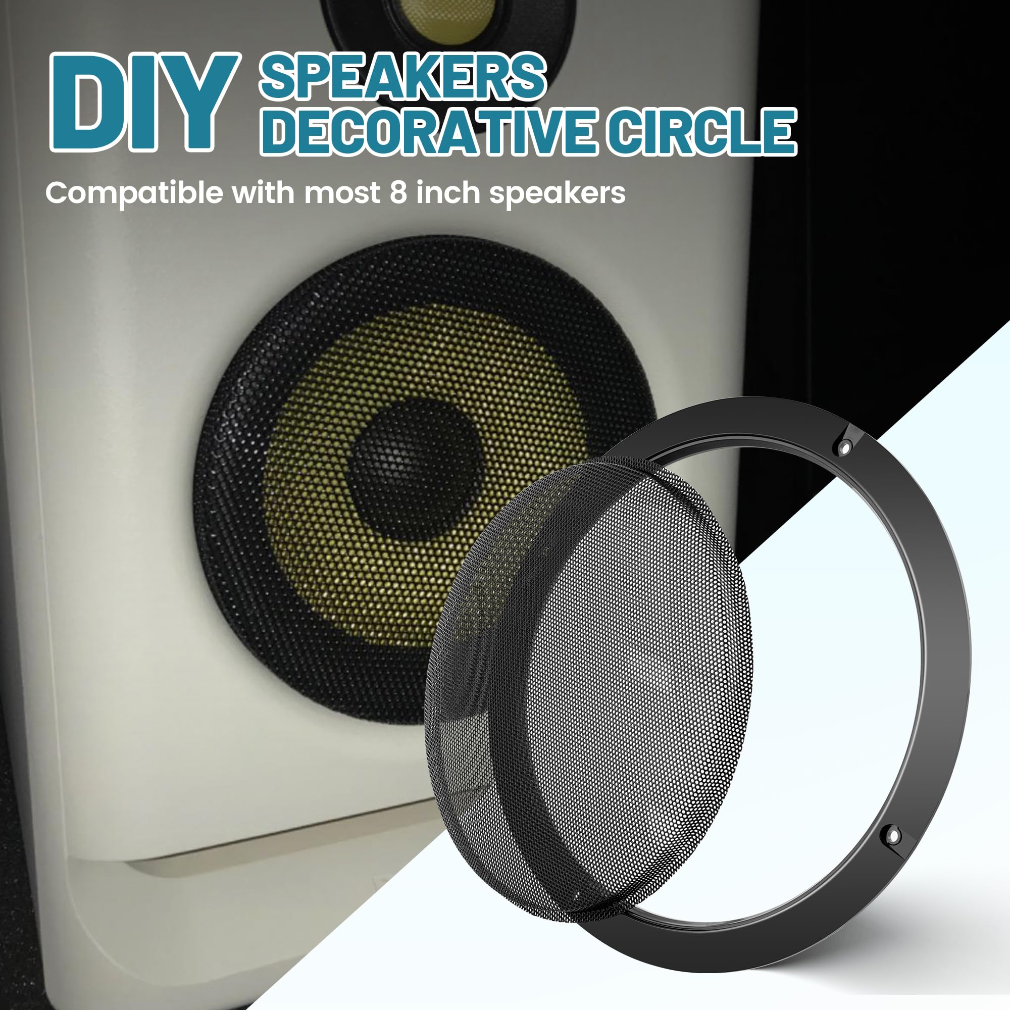 NuIth 8 Inch Metal Mesh Round Speaker Grill Cover - Universal Car & Home Audio Speaker Grills with 8 Screws - Protective Subwoofer Grill & Horn Guard for DIY Installation (Perfect for Car Audio Systems, Home Theater Speakers, and DIY Audio Projects)