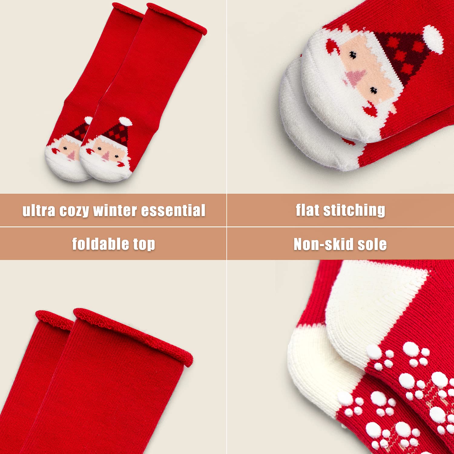 **Non-Slip Baby Socks for Boys & Girls – 6 Pack Warm Winter Socks with Grips for Crawling & Walking – Cozy Anti-Skid Socks for Infants & Toddlers**    *(Perfect for Indoor Play, Cold Weather, and Early Steps – Soft & Safe for Little Feet!)*