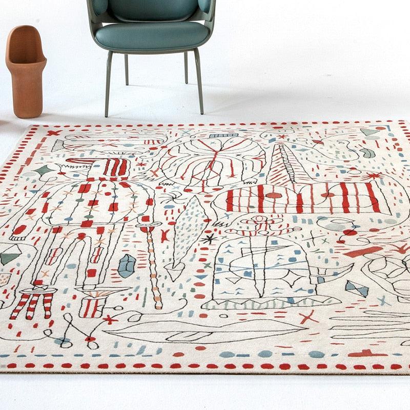 Modern Abstract Sketch Area Rug & Tapestry - Soft Bohemian Decor for Living Room, Bedroom, or Dorm - Perfect for Home & Office Interior Design