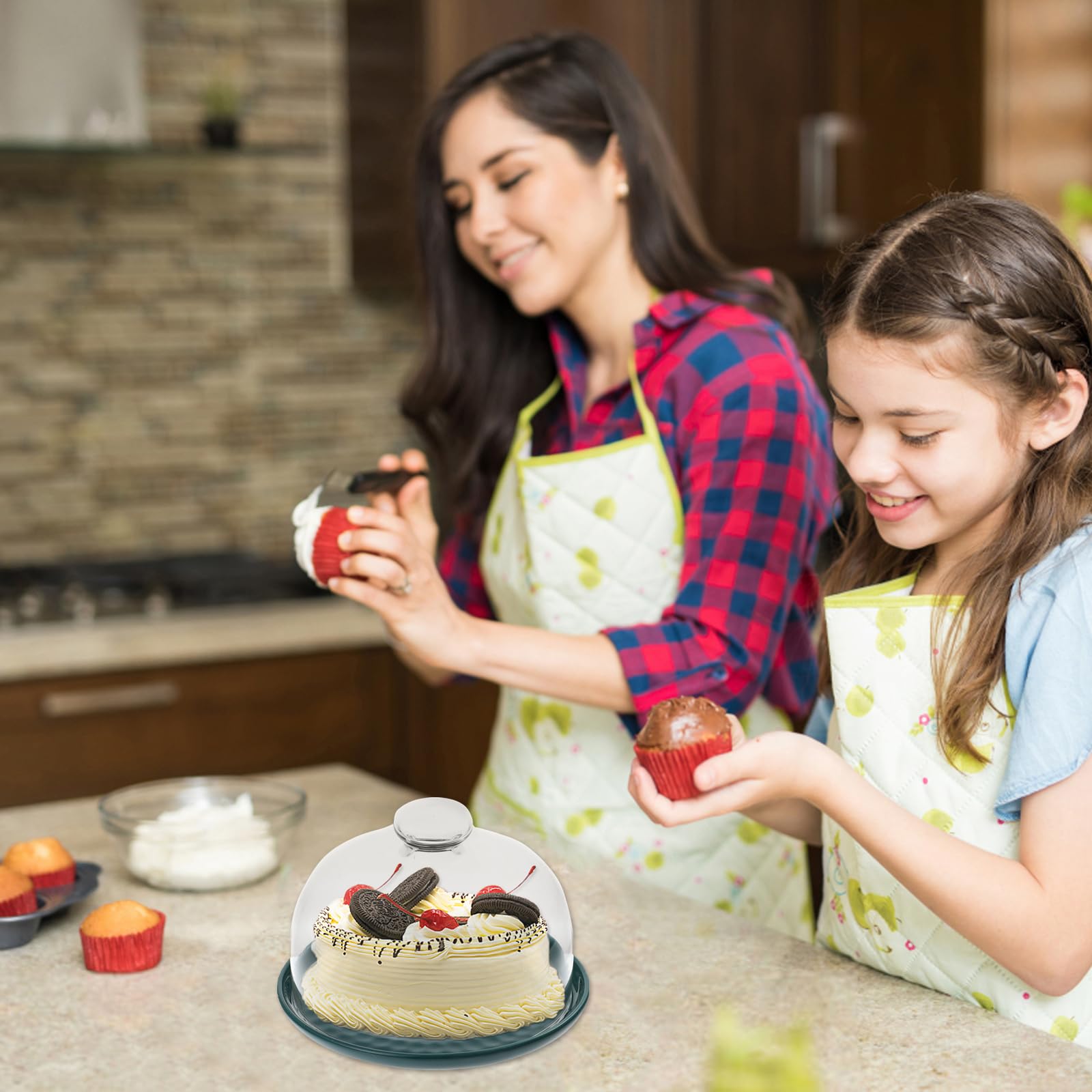 **6-Inch Glass Cake Dome with Ceramic Plate - Multi-Functional Serving Stand for Cakes, Cheese, Charcuterie, Nachos & Fruit | Perfect for Parties, Weddings & Dessert Displays**