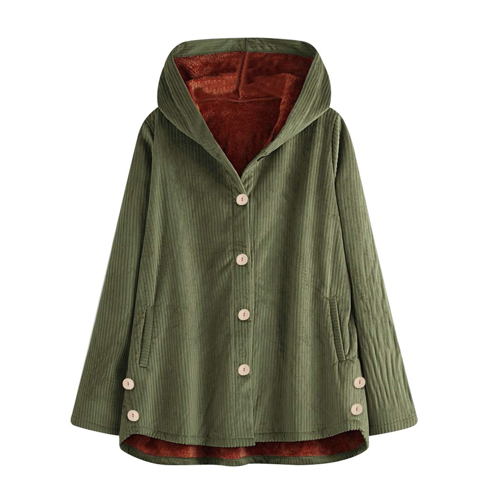 Women's Hooded Fleece Jacket with Pockets - Thick Warm Winter Coat Button Front Animal Print - Cozy Outerwear for Casual Outings, Hiking & Cold Weather Activities