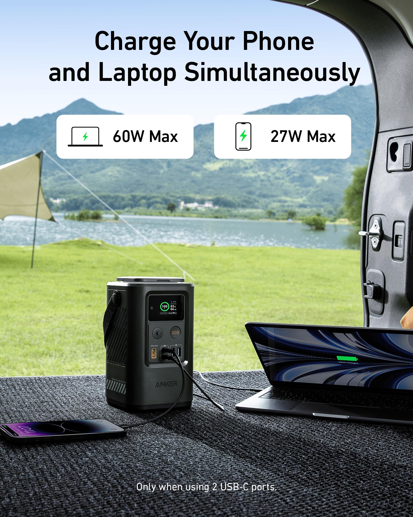 Anker PowerCore Reserve 192Wh Portable Power Station - 60,000mAh Outdoor Generator with 87W Output, Smart Digital Display, Retractable Auto Lighting & SOS Mode - Perfect for Travel, Camping, Emergency Home Backup & Outdoor Adventures