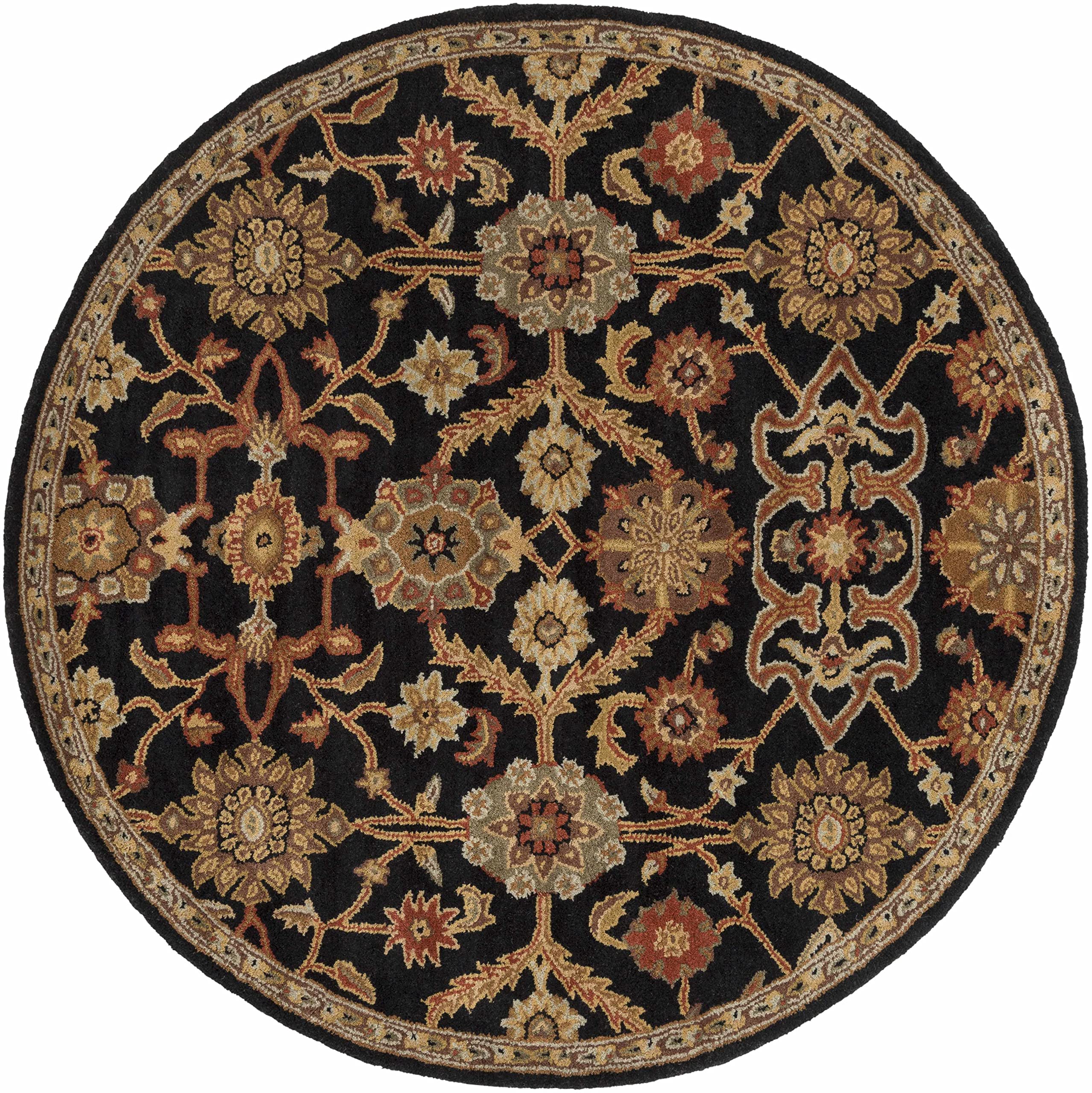 Salix Wool Area Rug 2' x 3' - Traditional Handwoven Black Brown Red Living Room Bedroom Rug - Soft Durable Floor Carpet for Home Decor, Cozy Comfort Underfoot