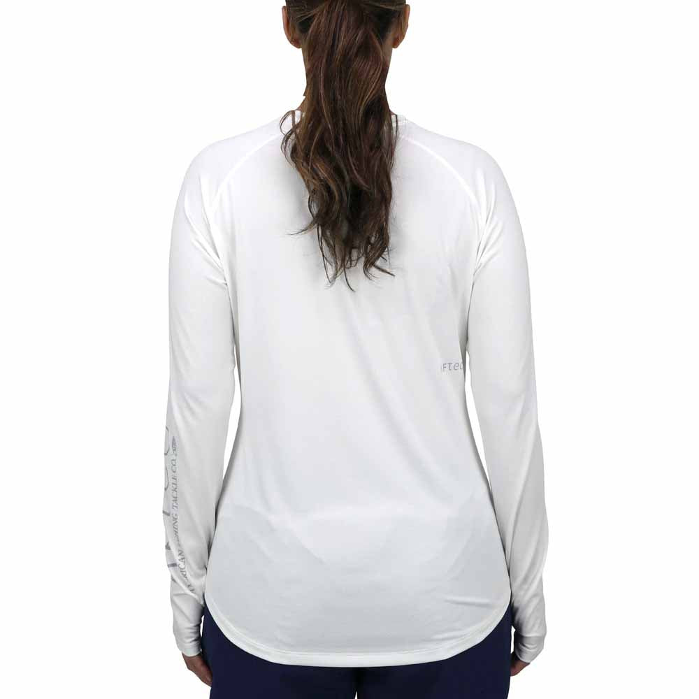 Aftco Women's Yurei Air O Mesh White Long Sleeve Performance Shirt - Breathable Fishing & Outdoor Activewear for Comfort & Sun Protection