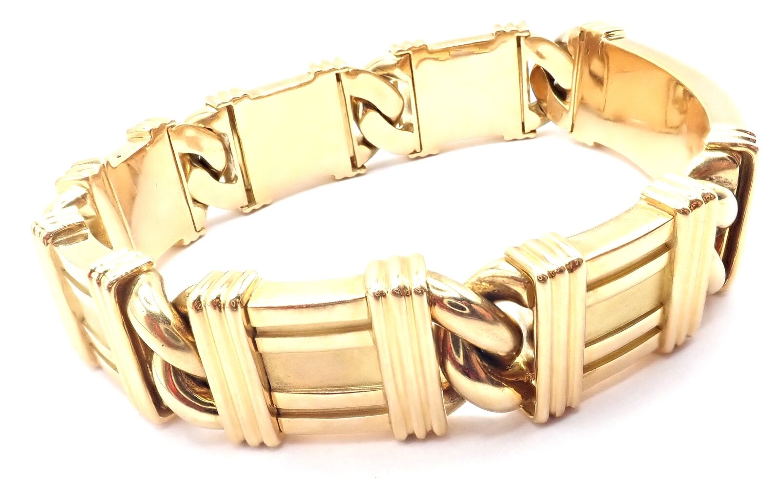 Authentic Tiffany & Co Atlas 18k Yellow Gold Link Bracelet Vintage 1995 - Luxury Jewelry Gift for Women, Perfect for Anniversaries & Special Occasions