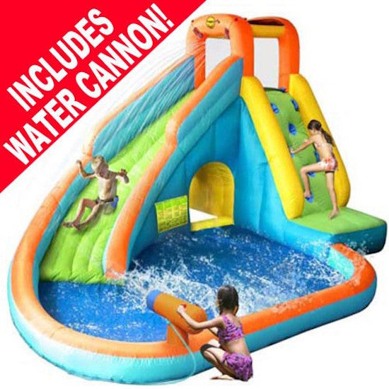 KidWise Splash Landing Waterslide with Water Cannon - Fun Outdoor Water Slide for Kids, Backyard Summer Play, Pool Party Games, and Family Water Activities