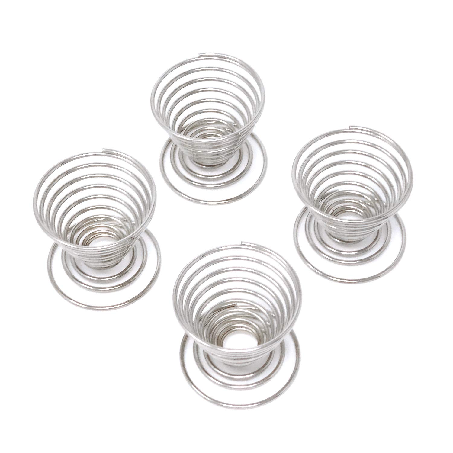 Honbay 4PCS Stainless Steel Spring Wire Egg Cups Holder - Silver Egg Tray for Serving, Baking & Kitchen Organization - Perfect for Breakfast, Brunch & Party Food Display