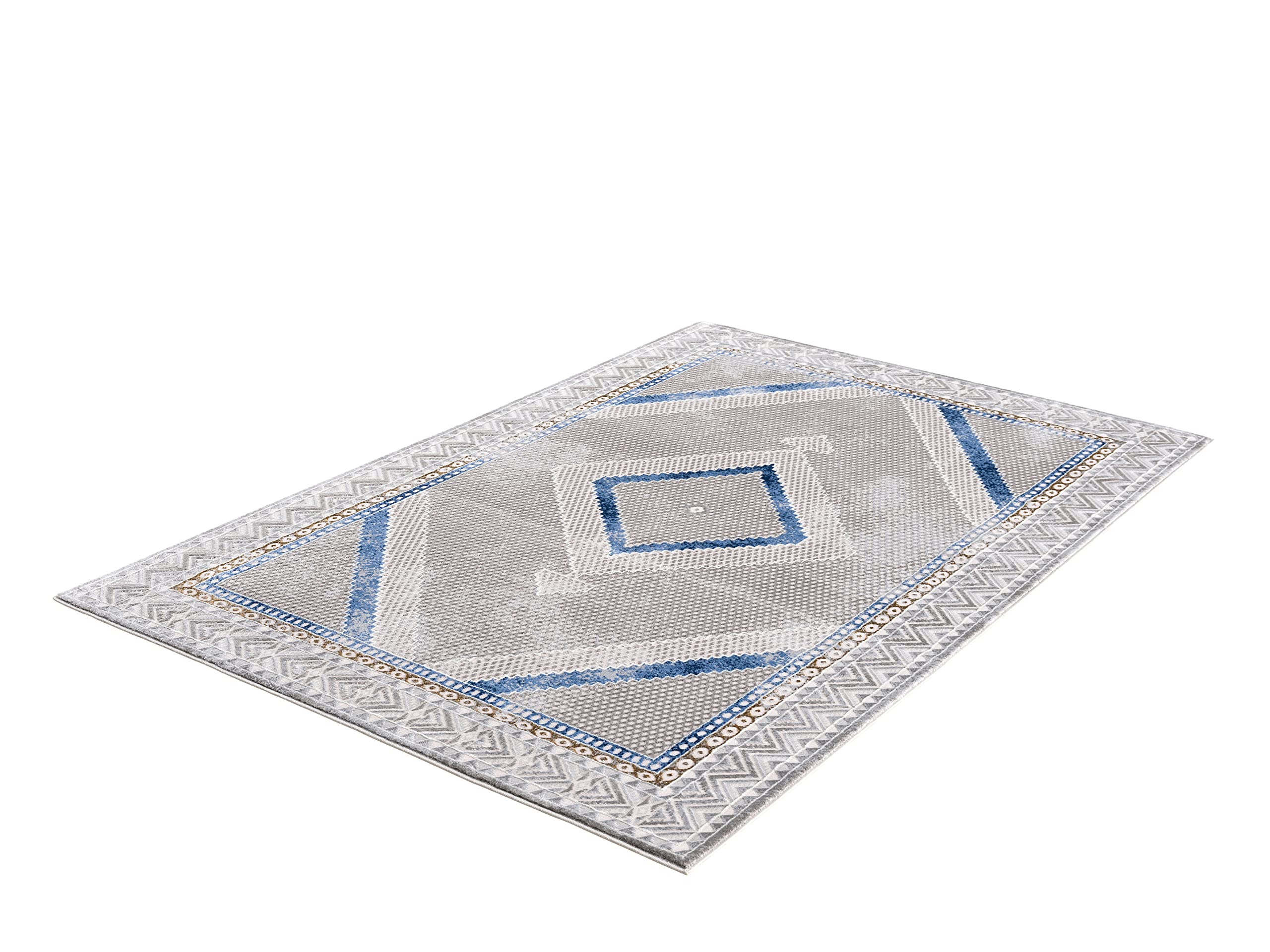 Premium Non-Shed 8x10 Oriental Area Rug - Blue Diamond Medallion Traditional Design for Dining Room, Living Room & Bedroom | Abani Rugs | Soft & Durable Under Table Rug (7'9