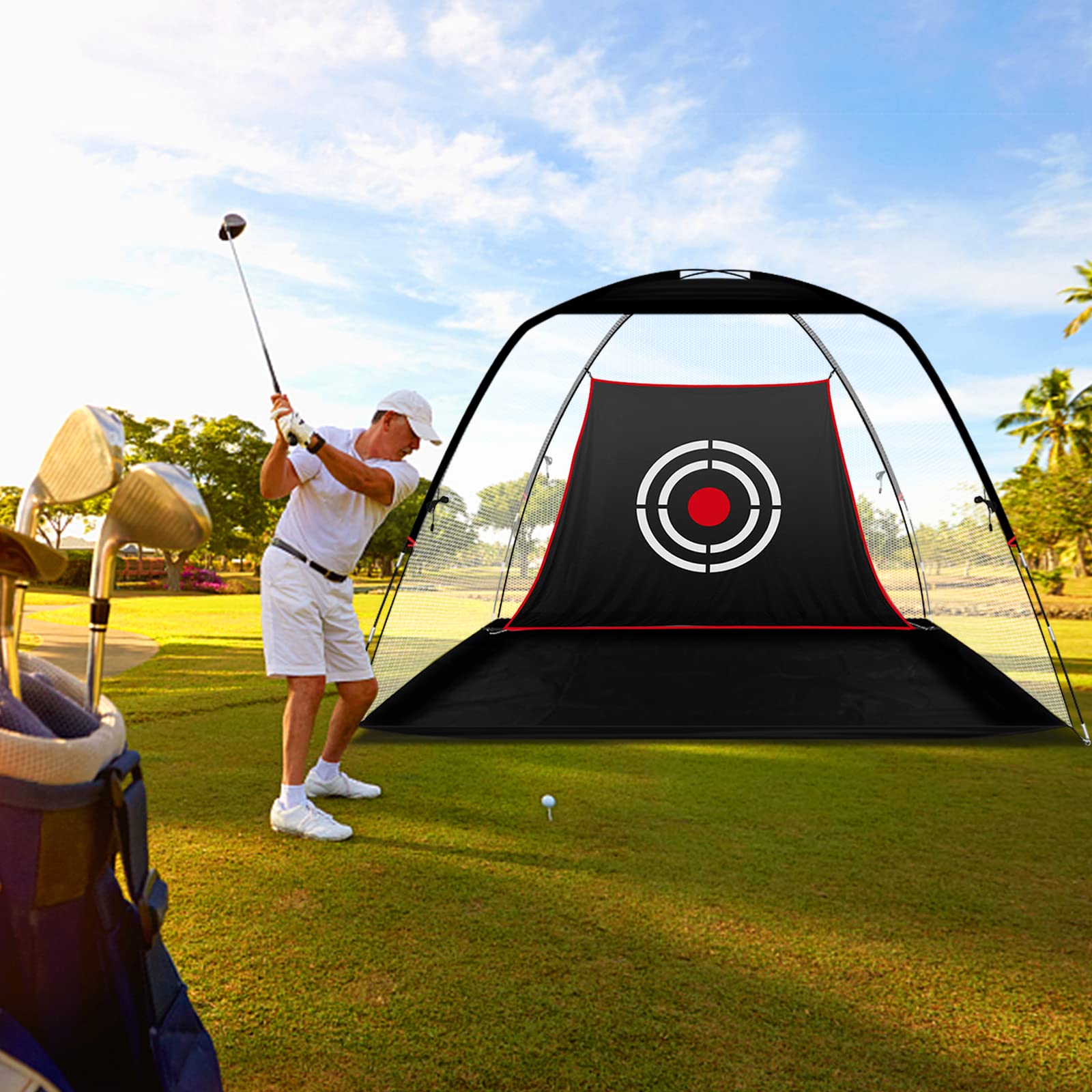 **Sturdy Golf Practice Net for Backyard & Indoor Training - Heavy Duty Driving & Chipping Net with Target & Carry Bag by ANDGOAL - Perfect for Home, Driving Range, and Outdoor Practice**