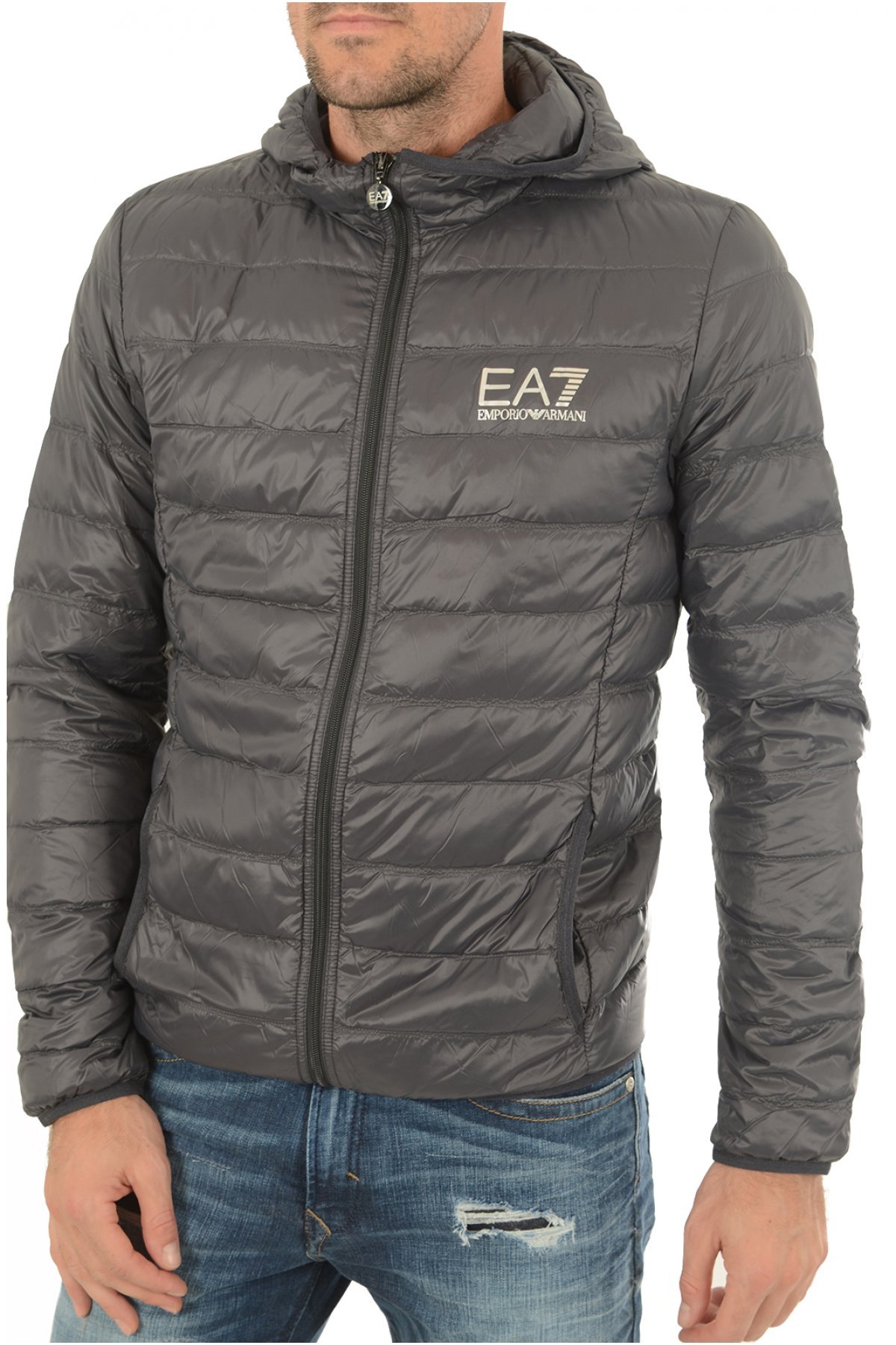 EA7 Men's Hooded Full Zip Padded Down Jacket - Lightweight Winter Coat, Waterproof Windbreaker for Outdoor Activities | Perfect for Hiking, Skiing & Daily Wear