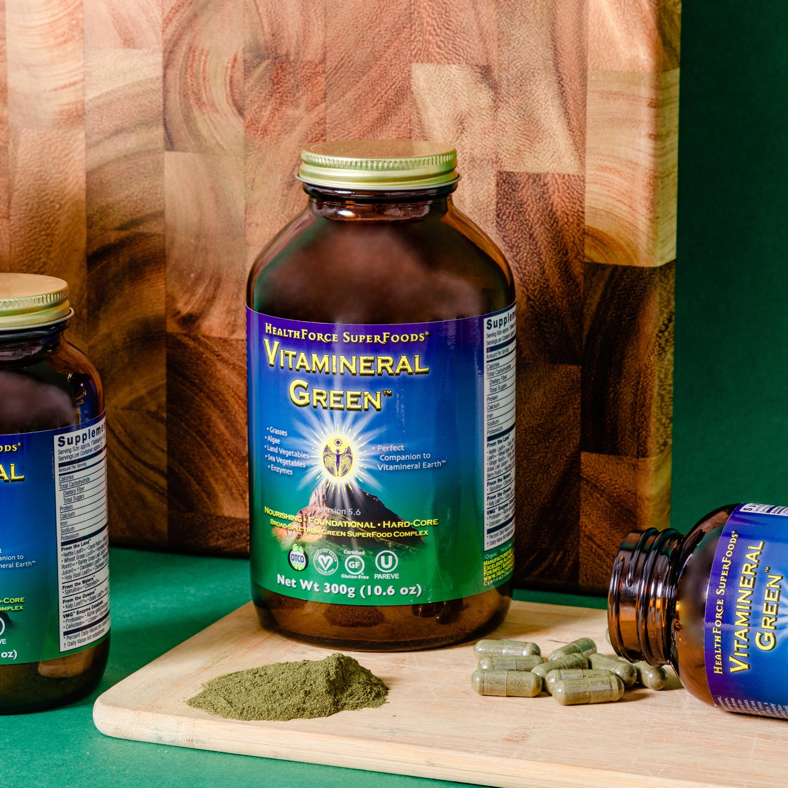 HealthForce SuperFoods Vitamineral Green - Organic Mineral & Vitamin Supplement for Immune, Thyroid & Digestive Support - Vegan, Gluten-Free Superfood Powder with Spirulina, Chlorella & Sea Vegetables - 400 Capsules (Pack of 2) - Perfect for Daily Detox, Energy Boost & Whole Food Nutrition
