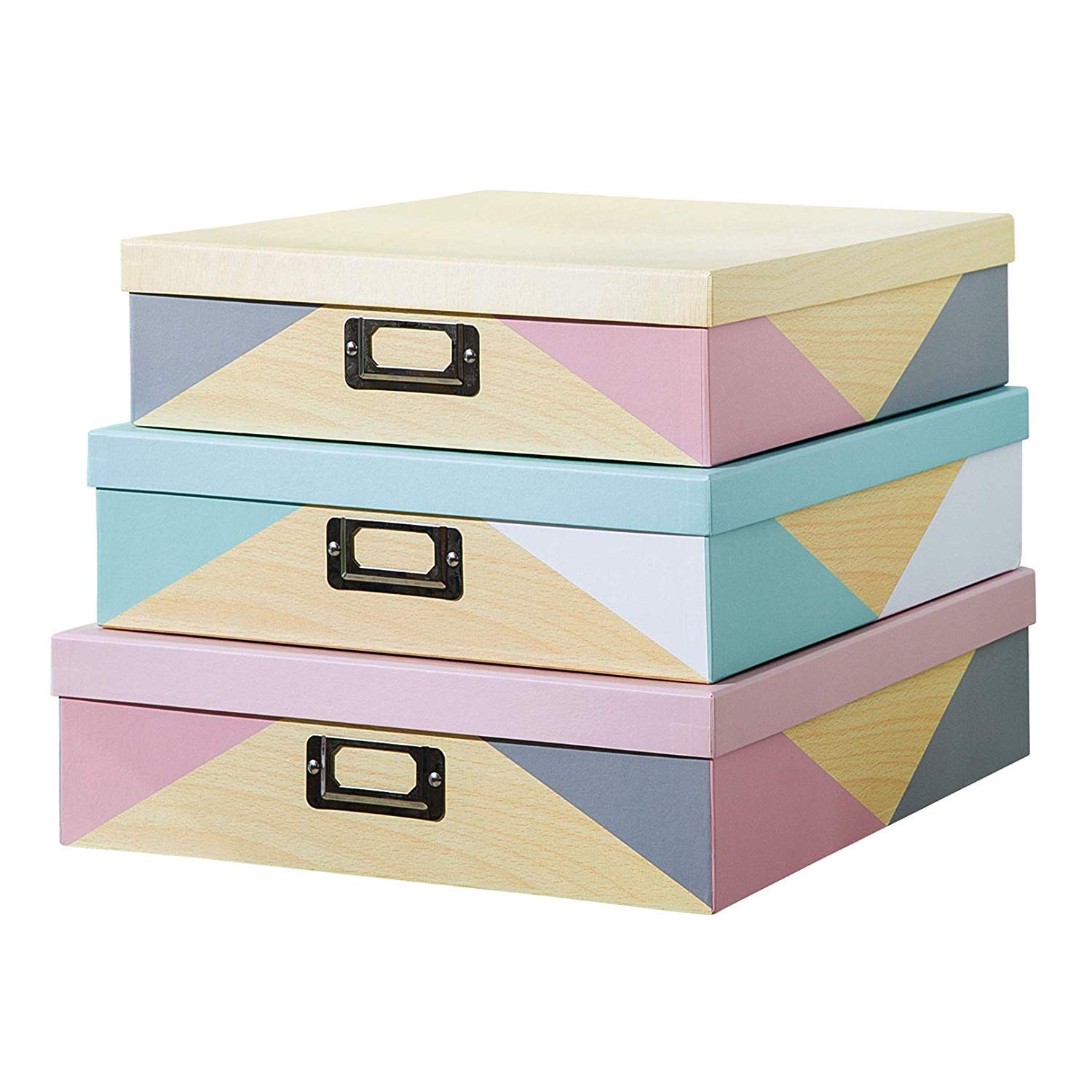 SLPR Decorative Cardboard Storage Boxes with Lids - Set of 3 | Photo & Document Organizer Boxes for Home Office, Memory Keepsake Box | Perfect for Scrapbooking, Office Supplies & Home Decor Storage