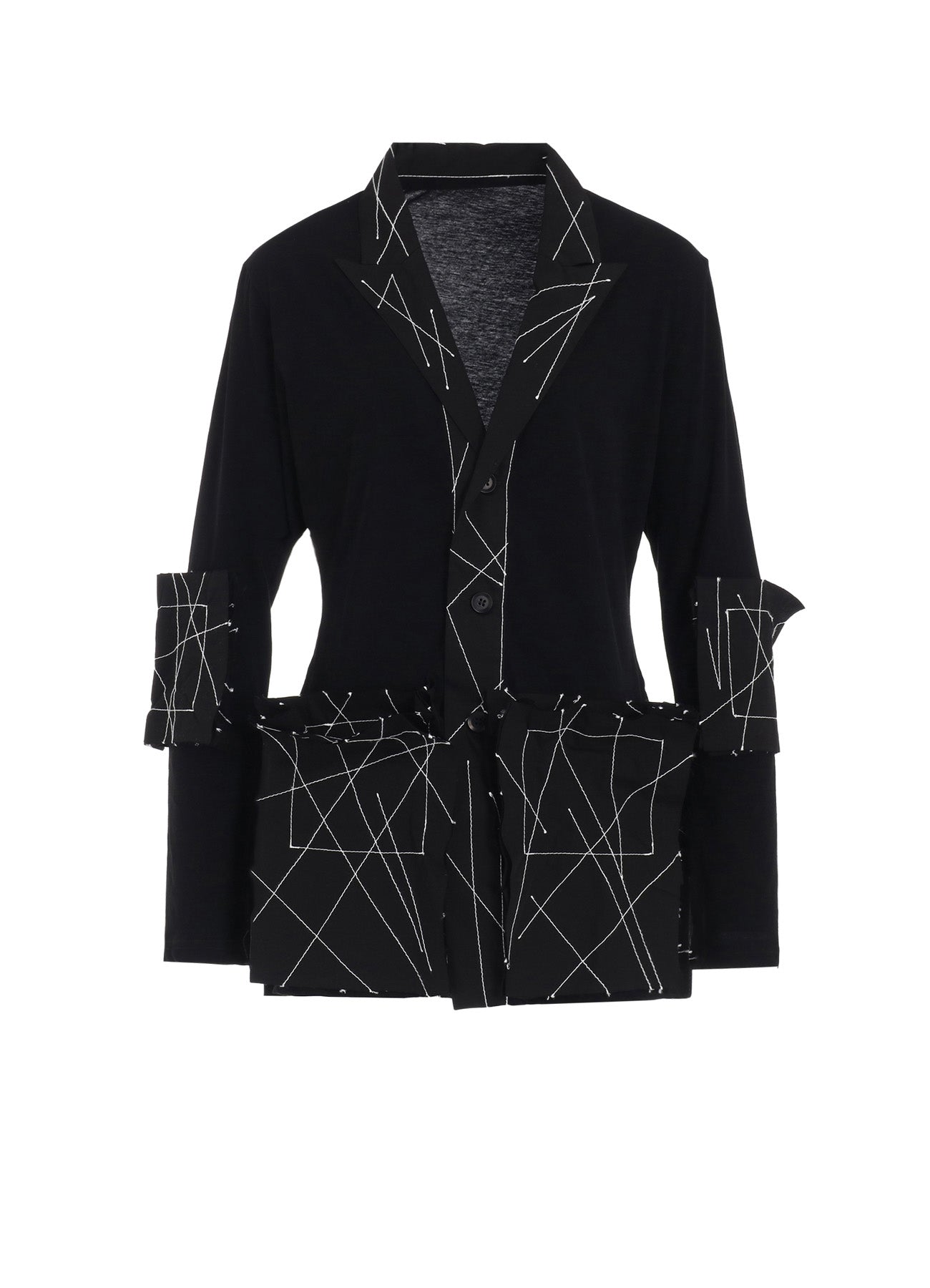 40 High-Twisted Single Jersey Combi Random Embroidery Jacket - Stylish & Comfortable Outerwear for Casual Wear, Street Fashion & Layering