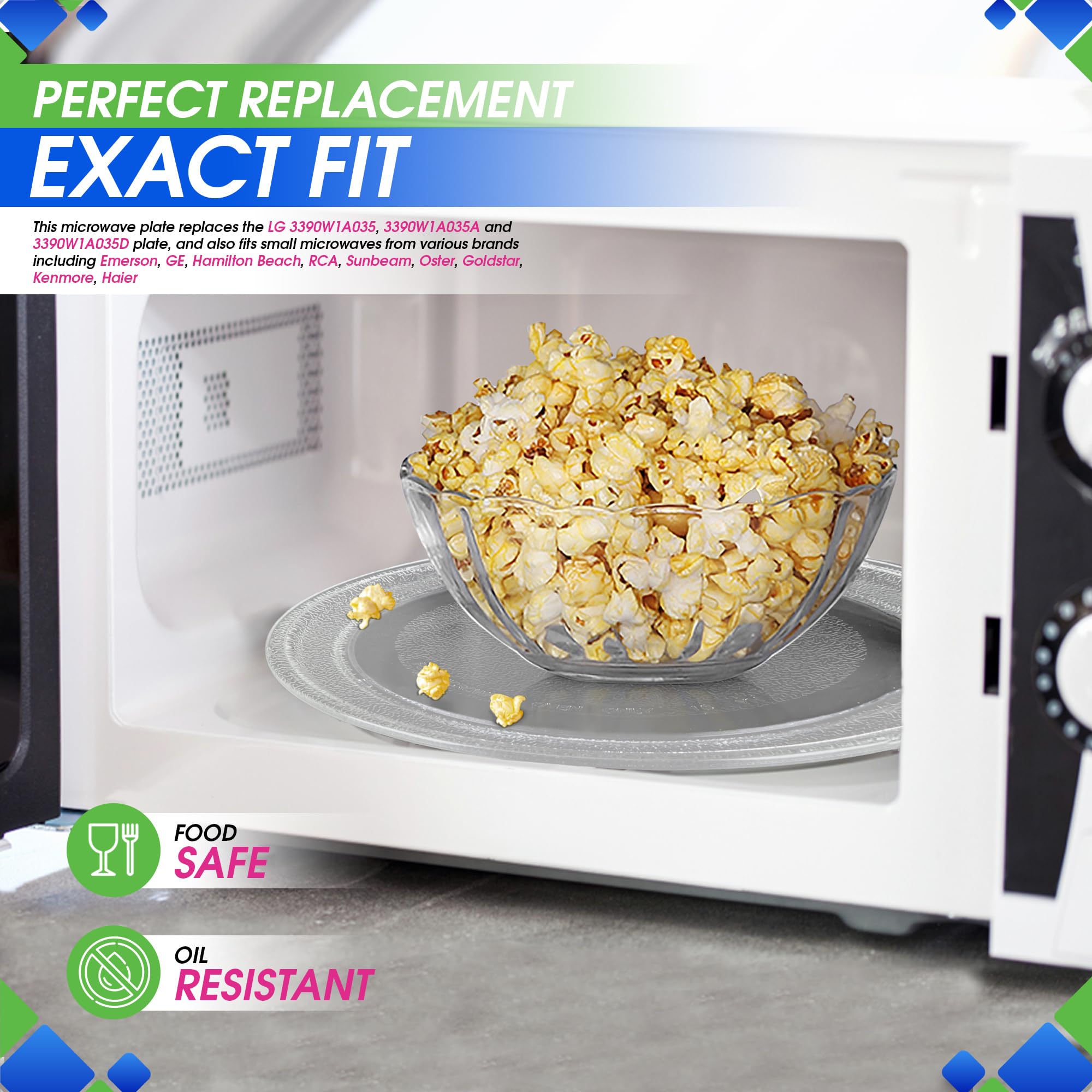 9.6 Inch Microwave Turntable Plate Replacement - Universal Glass Rotating Dish for LG & Other Small Microwave Ovens - Perfect for Even Reheating & Cooking - Ideal for Dorm Rooms, Offices & Small Kitchens