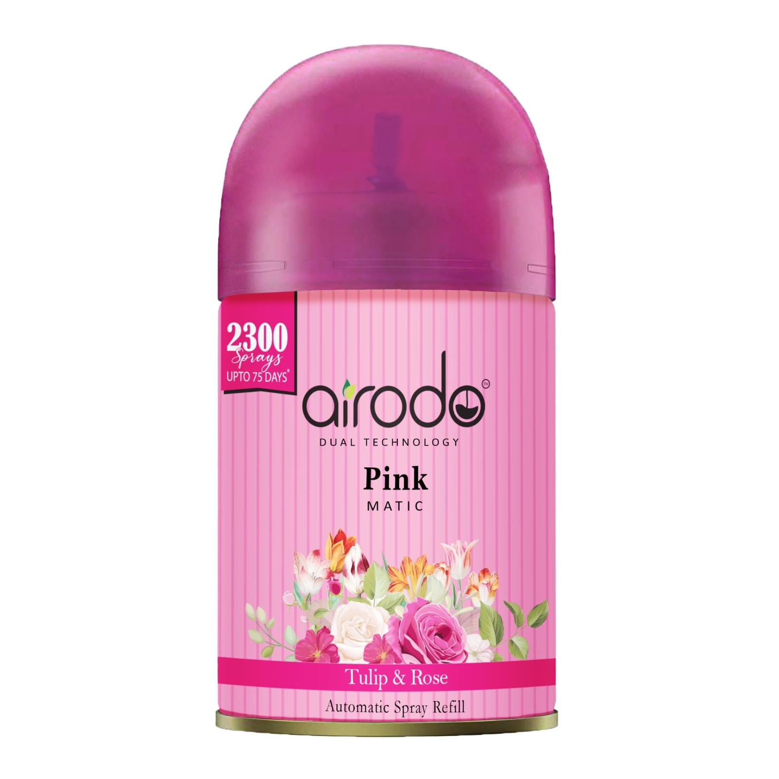 Airodo Automatic Room Freshener Refill - 2300 Sprays per Bottle, Pink Scent, Air Matic Boost Technology for Home & Office Fragrance - Perfect for Living Room, Bedroom, Bathroom, and Car