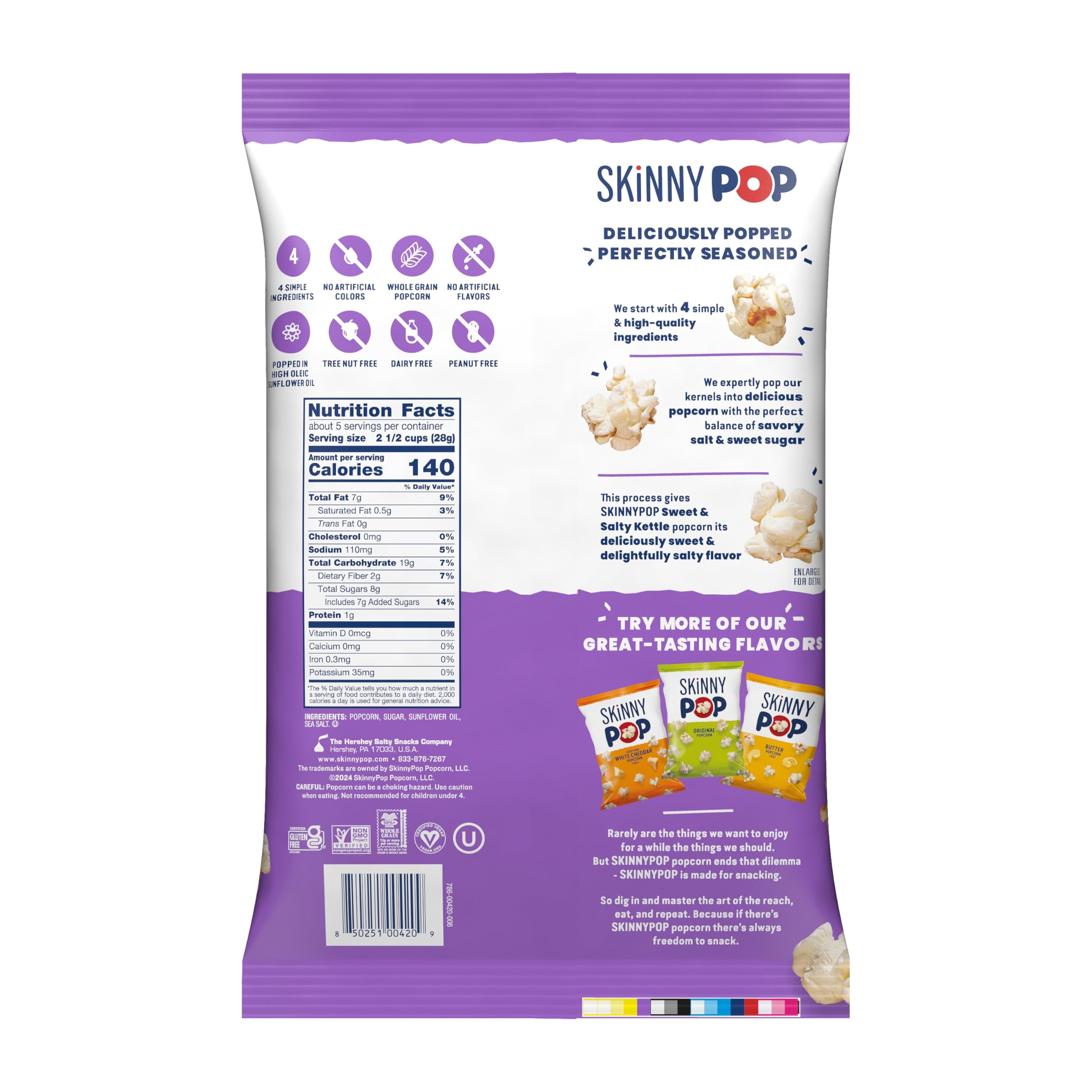 SkinnyPop Sweet & Salty Kettle Popcorn - Gluten Free & Non-GMO Healthy Snacks (12 Pack) for Movie Nights & Parties