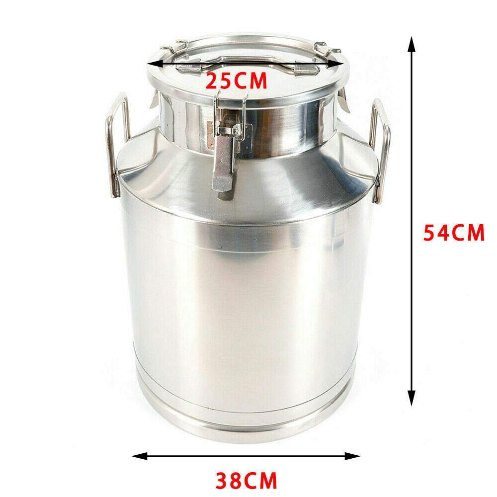 304 Stainless Steel 50L/13.2 Gallon Milk Can with Sealed Lid & Spigot - Food Grade Brewing Bucket for Beer, Wine, Dairy Storage - Perfect for Home Brewing, Farm Milk Collection & Commercial Food Processing (Silver)