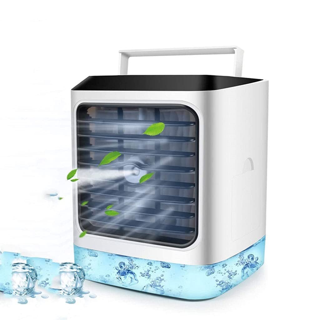GPPZM Mini Portable Air Cooler Fan - 4-in-1 USB Desktop Air Conditioner with 7 Color LED Lights, Humidifier & Air Purifier for Home, Office, and Dorm Room Use