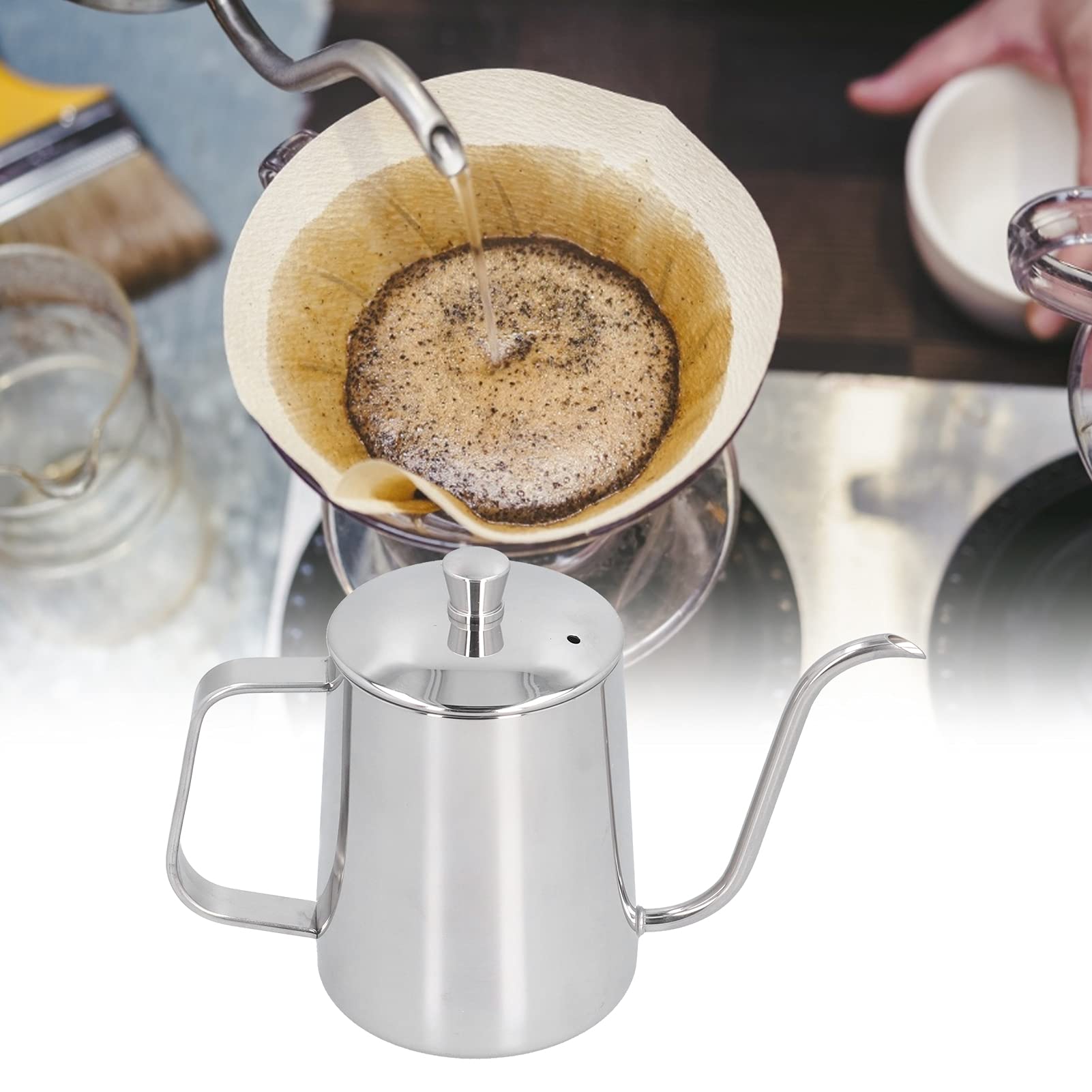 Stainless Steel Gooseneck Kettle 600ml - Perfect for Pour Over Coffee & Home Brewing