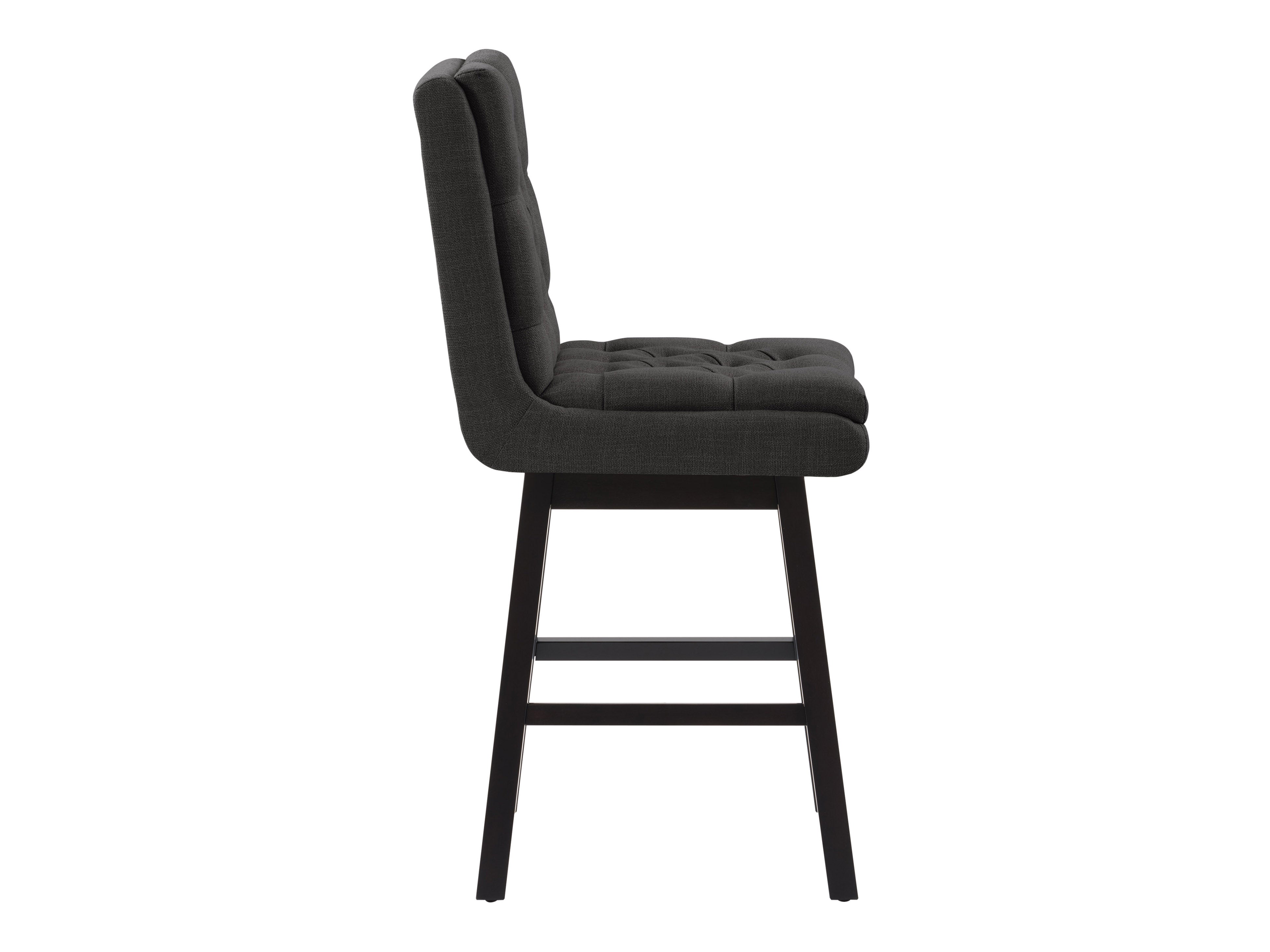 Dark Grey Button Tufted Bar Stools - Set of 2 Modern Kitchen Counter Height Stools with Padded Seat for Dining Room, Bar & Breakfast Nook - Comfortable & Stylish Home Decor