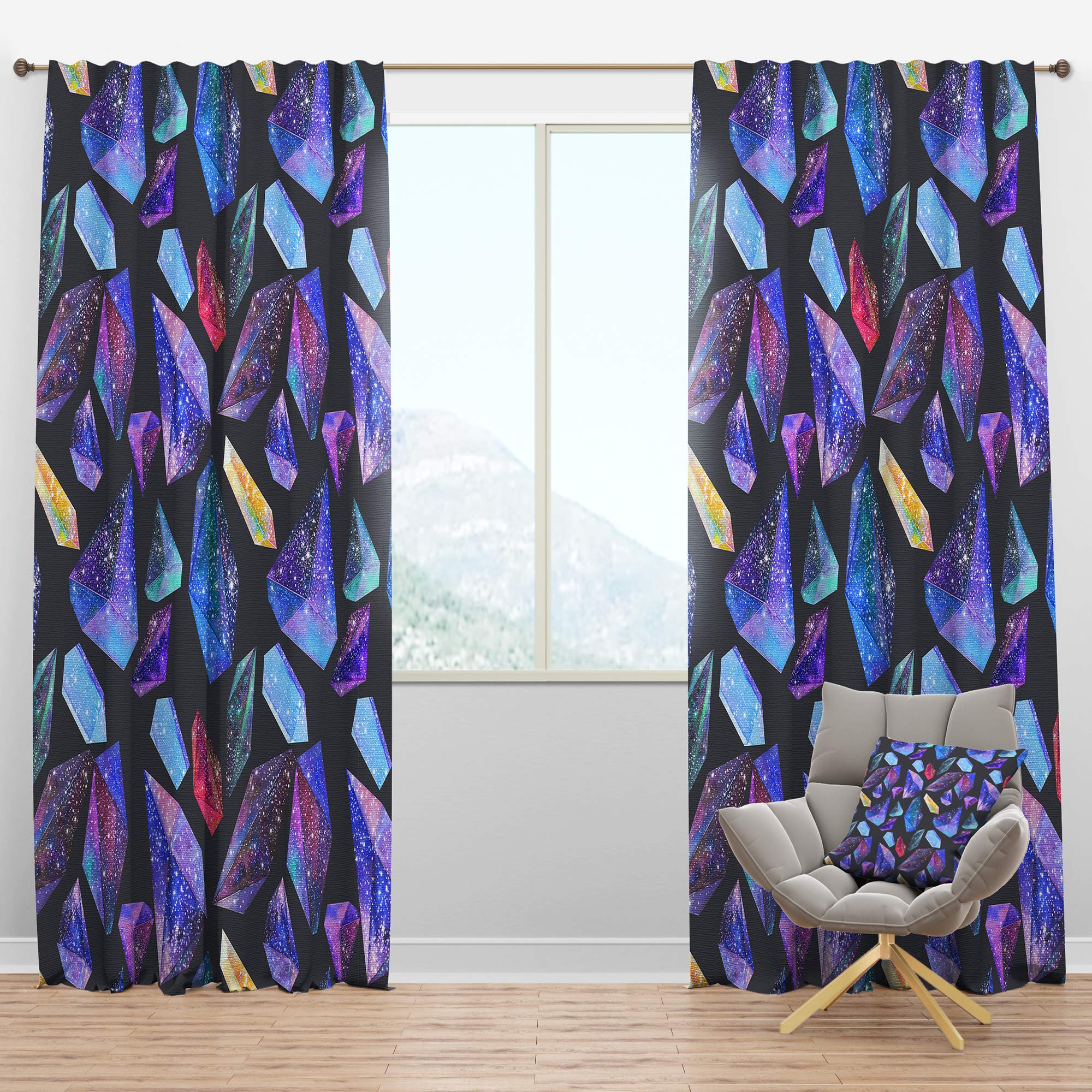 Blackout Curtains with Watercolor Crystal Star Sky Pattern - Thermal Insulated Single Panel (52x120 inches) for Bedroom & Living Room - Perfect for Light Blocking, Privacy & Energy Efficiency