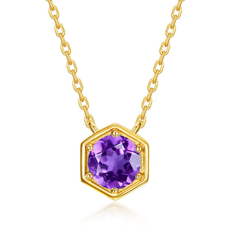 Hexagon Bezel Birthstone Necklace - Personalized Gemstone Jewelry for Women | NL812 | Perfect Gift for Birthday, Anniversary & Mother's Day