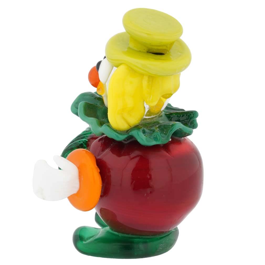 Authentic Murano Glass Small Clown Figurine - Handcrafted Red Apple Design | Italian Home Decor, Gift for Collectors & Clown Lovers