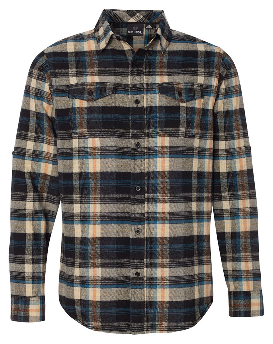 Burnside Men's Yarn-Dyed Long Sleeve Flannel Shirt - Soft Plaid Button Down for Casual Wear, Outdoor Activities & Fall Layering