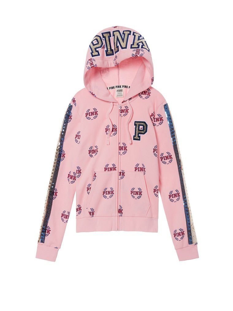 Victoria's Secret Pink Perfect Full Zip Hoodie - Candy Bling Color, Size Small (NWT) | Cozy Loungewear for Women, Perfect for Casual Outings & Relaxing at Home