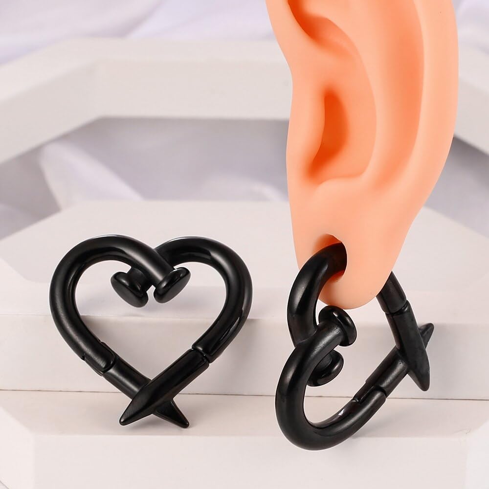 4mm-6mm (5g-2g) Hypoallergenic 316L Stainless Steel Heart Ear Weights & Hangers for Stretched Ear Lobe Piercing - Ear Plugs, Gauges & Body Jewelry for Everyday Wear, Parties & Alternative Fashion