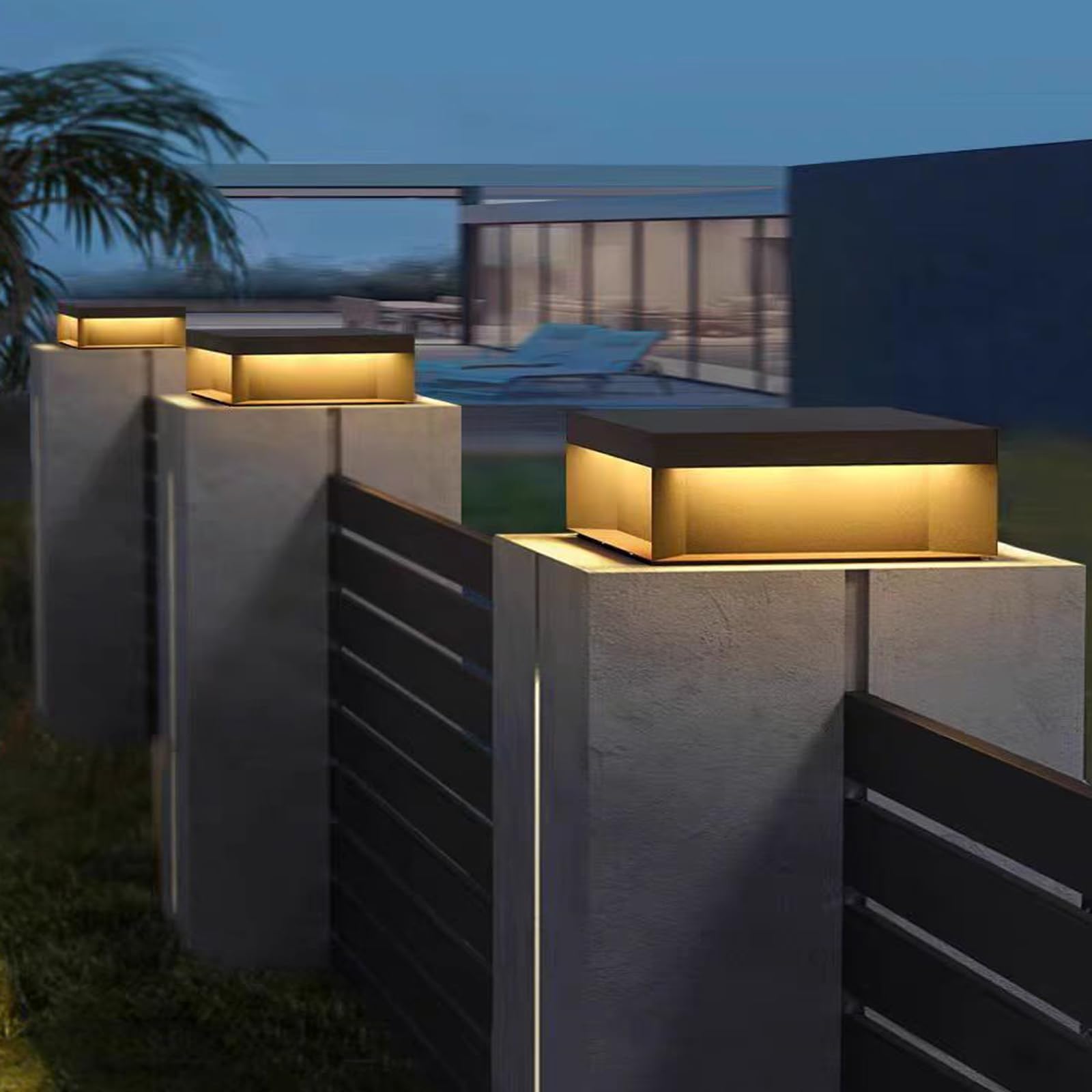 Premium Stainless Steel Solar Post Lights for Outdoor - Solar Powered Fence Post Cap Lights with 3000K Warm White LED - Waterproof Garden Deck Patio Lighting - Perfect for Wooden Posts (12