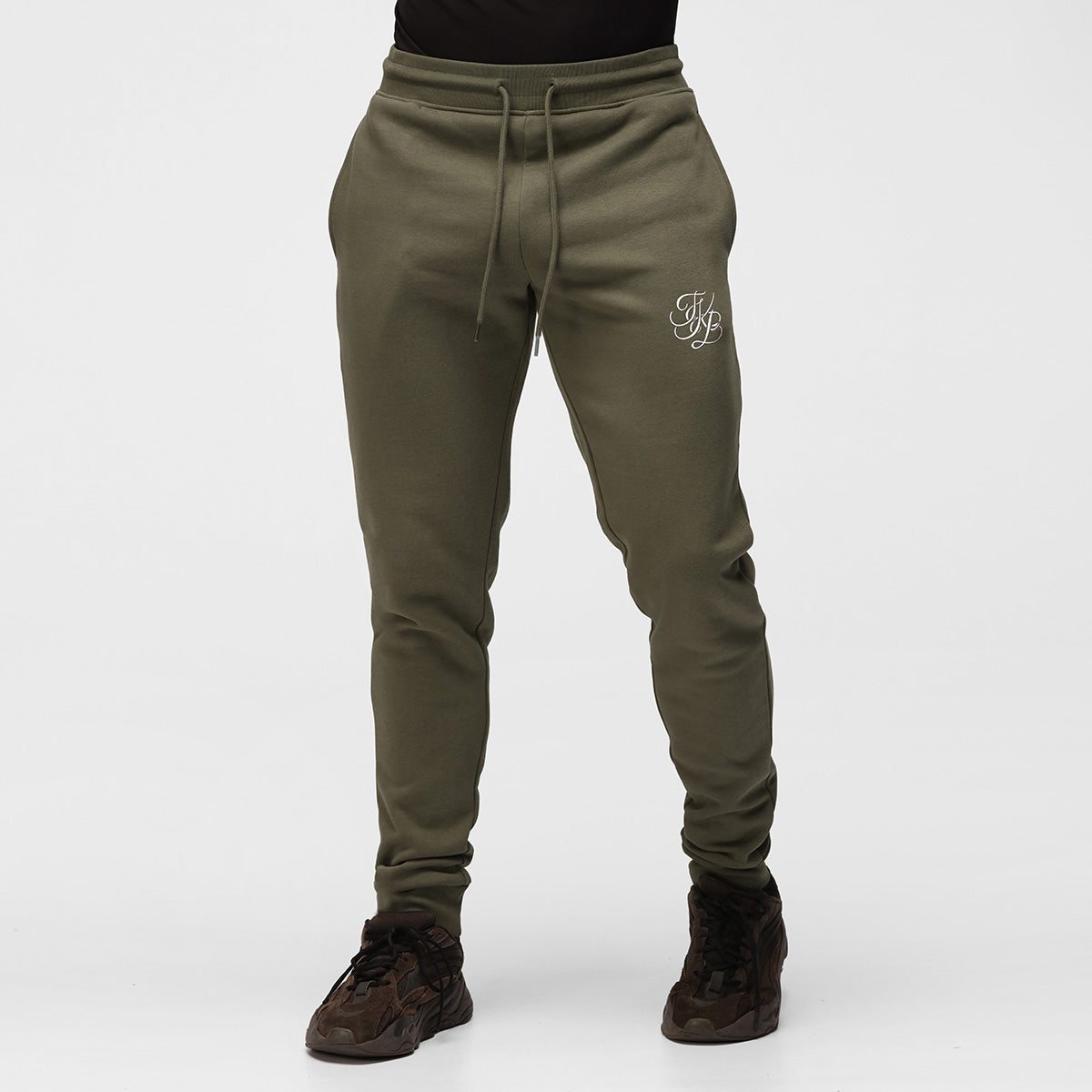 TKB Men's Organic Cotton Khaki Joggers - Comfortable Casual Pants for Lounge, Travel & Workout