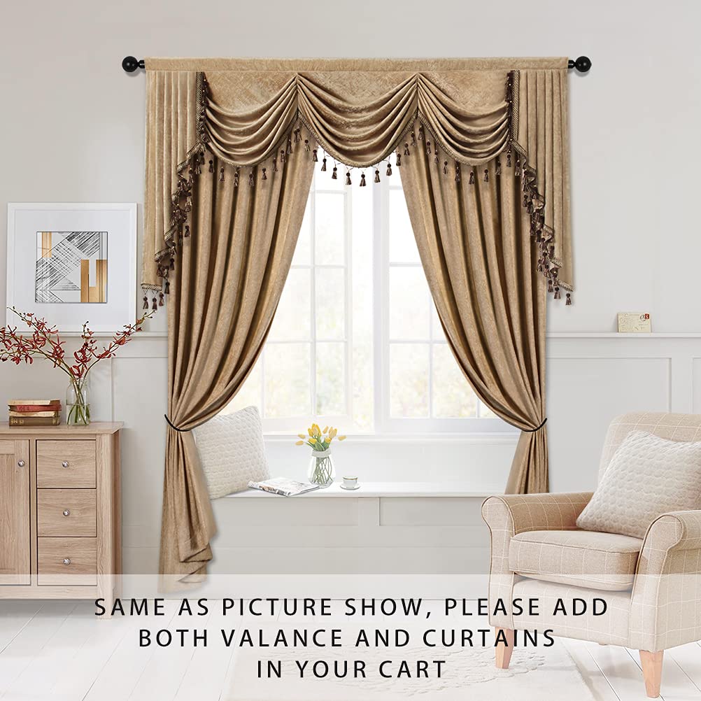 ELKCA Thick Chenille Window Curtains Valance - 89 Inch Rod Pocket Living Room & Bedroom Curtain - Soft Waterfall Design for Cozy Home Decor | Perfect for Living Spaces, Bedrooms & Dorm Rooms