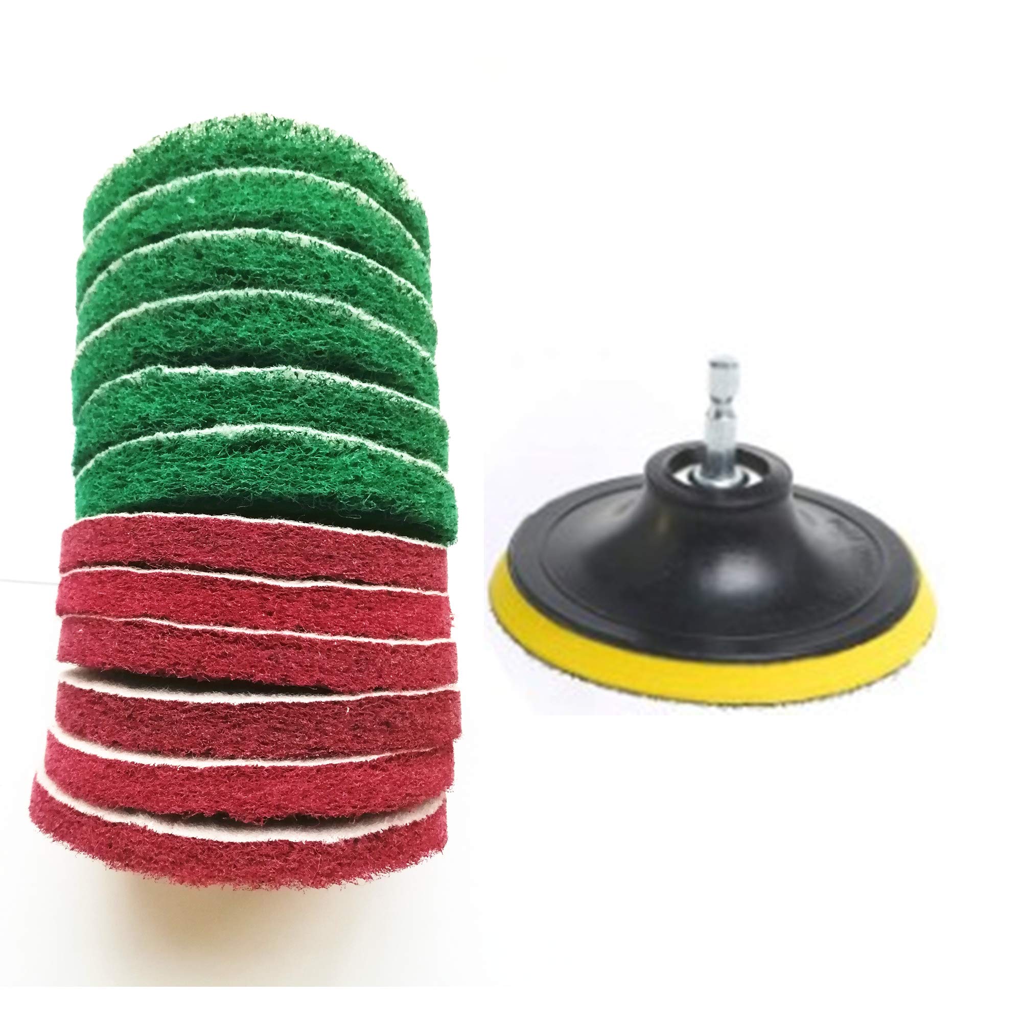 HUAWELL Drill Brush Tile Cleaner Kit - 2 Stiffness, 12 Pads for Large Flat Areas - Perfect for Bathroom & Kitchen Cleaning