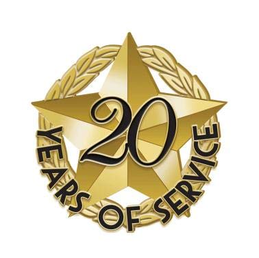 20 Year Service Gold Star Lapel Pins - Employee Recognition Awards