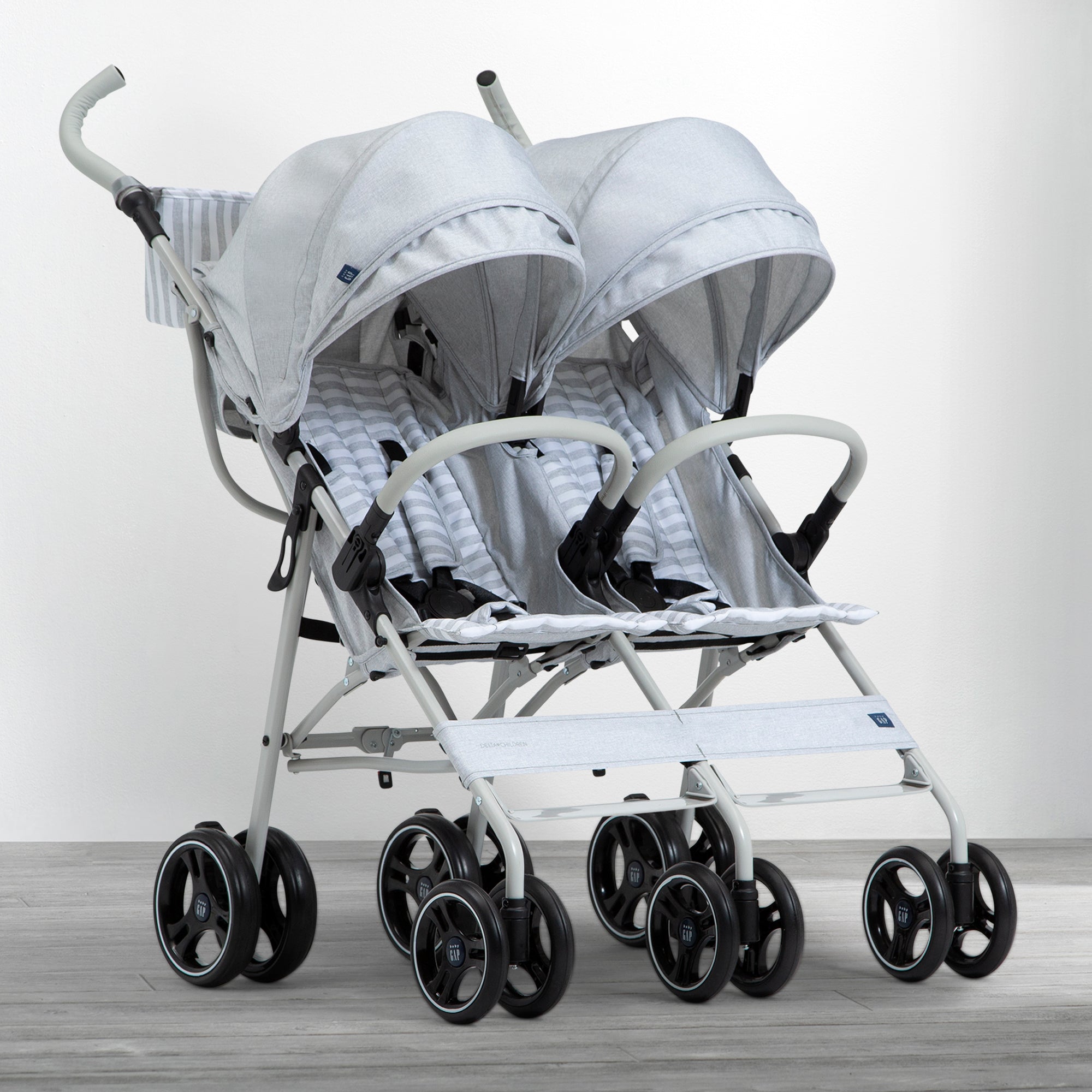 BabyGap Classic Side by Side Double Stroller - Lightweight Compact Twin Stroller for Toddlers & Infants - Perfect for Shopping, Travel & Outdoor Walks
