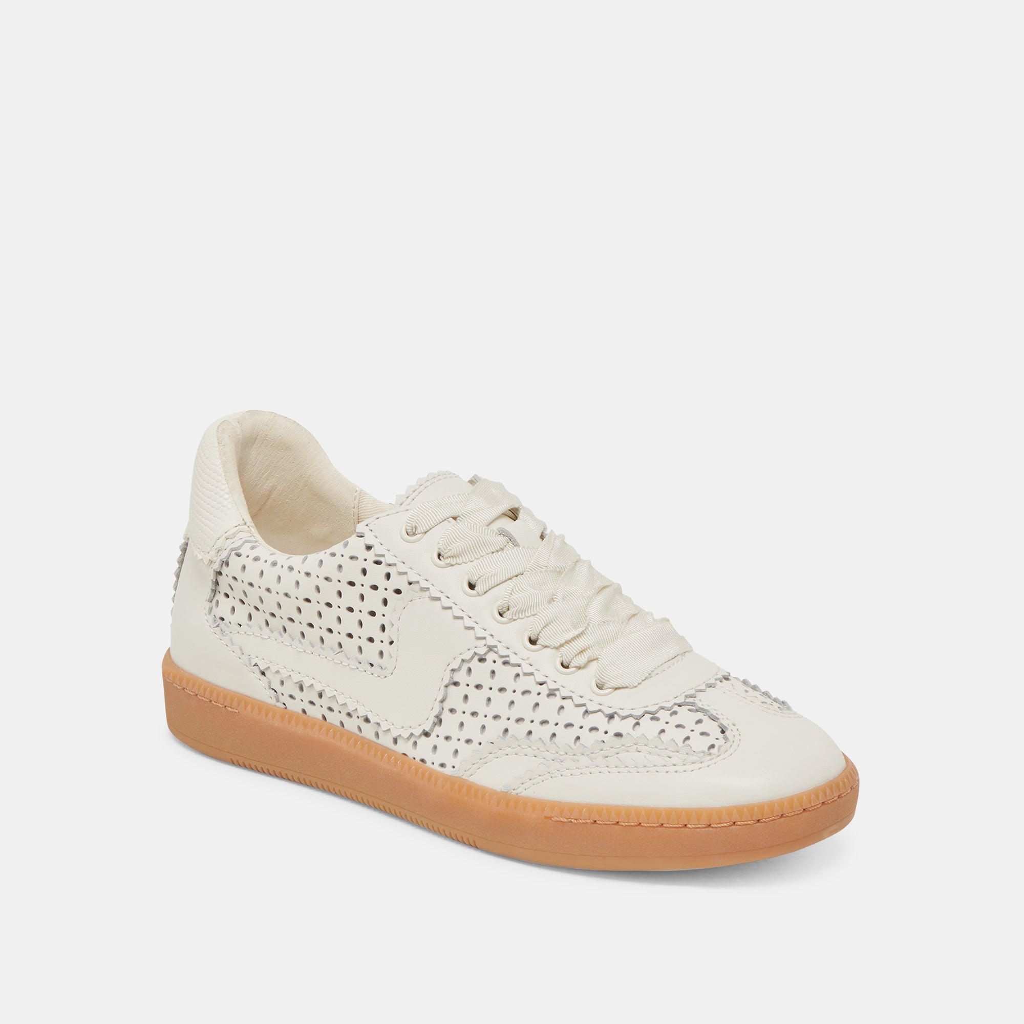Notice Eyelet Perforated Sneakers - White Leather Casual Shoes for Women & Men | Perfect for Walking, Running & Everyday Wear