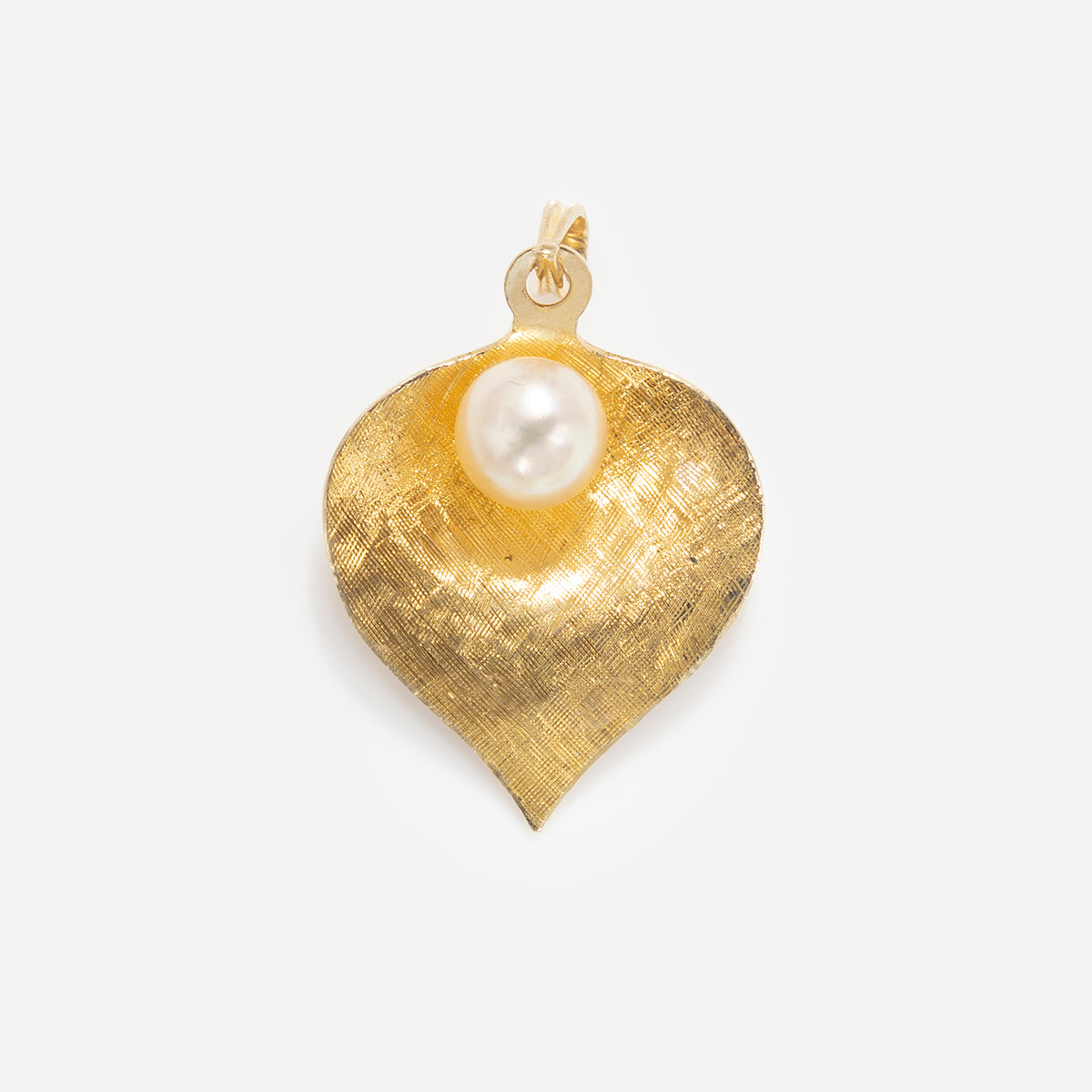 Vintage 14k Gold Pearl Leaf Charm Pendant Necklace - Elegant Jewelry Gift for Women, Perfect for Weddings, Anniversaries & Special Occasions