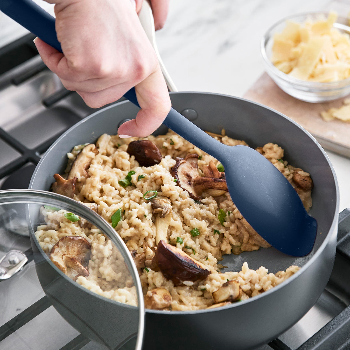 Premium Platinum Silicone Flat Head Spoon - Navy Blue | BPA-Free, Heat-Resistant Kitchen Utensil for Baby Feeding, Cooking & Baking