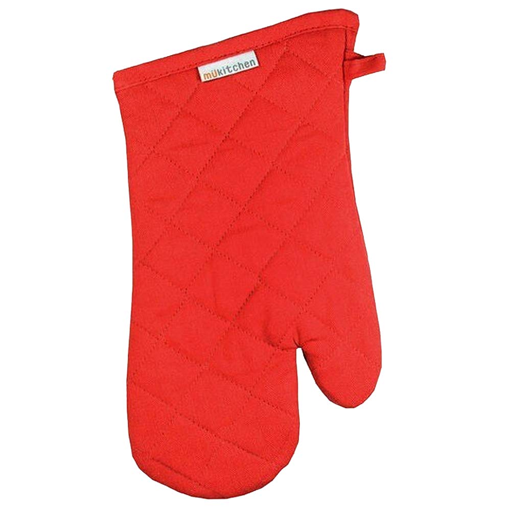 Heat Resistant Oven Mitts - Cotton Kitchen Gloves for Baking, Grilling & Cooking (Red, Set of 2) - Perfect for BBQ, Pot Handling & Hot Dish Protection