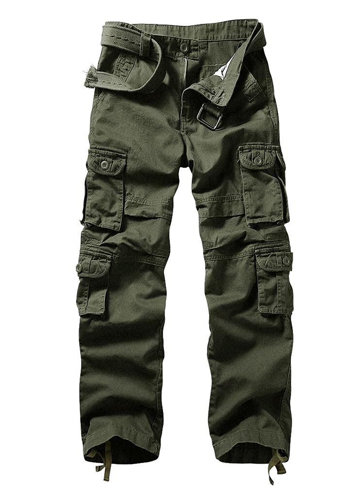 AKARMY Men's Cargo Pants - Military Tactical Casual Work Pants with Multiple Pockets | Lightweight Cotton Outdoor Hiking, Camping & Everyday Wear