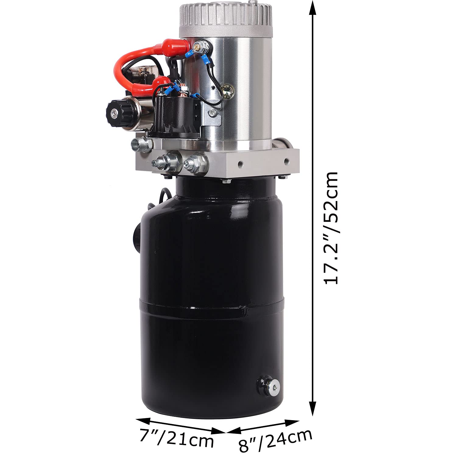 12V DC Hydraulic Power Unit - 6 Quart Double Acting Hydraulic Pump with Metal Reservoir for Car Lifting, Dump Trailers, Log Splitters & Heavy Equipment Maintenance