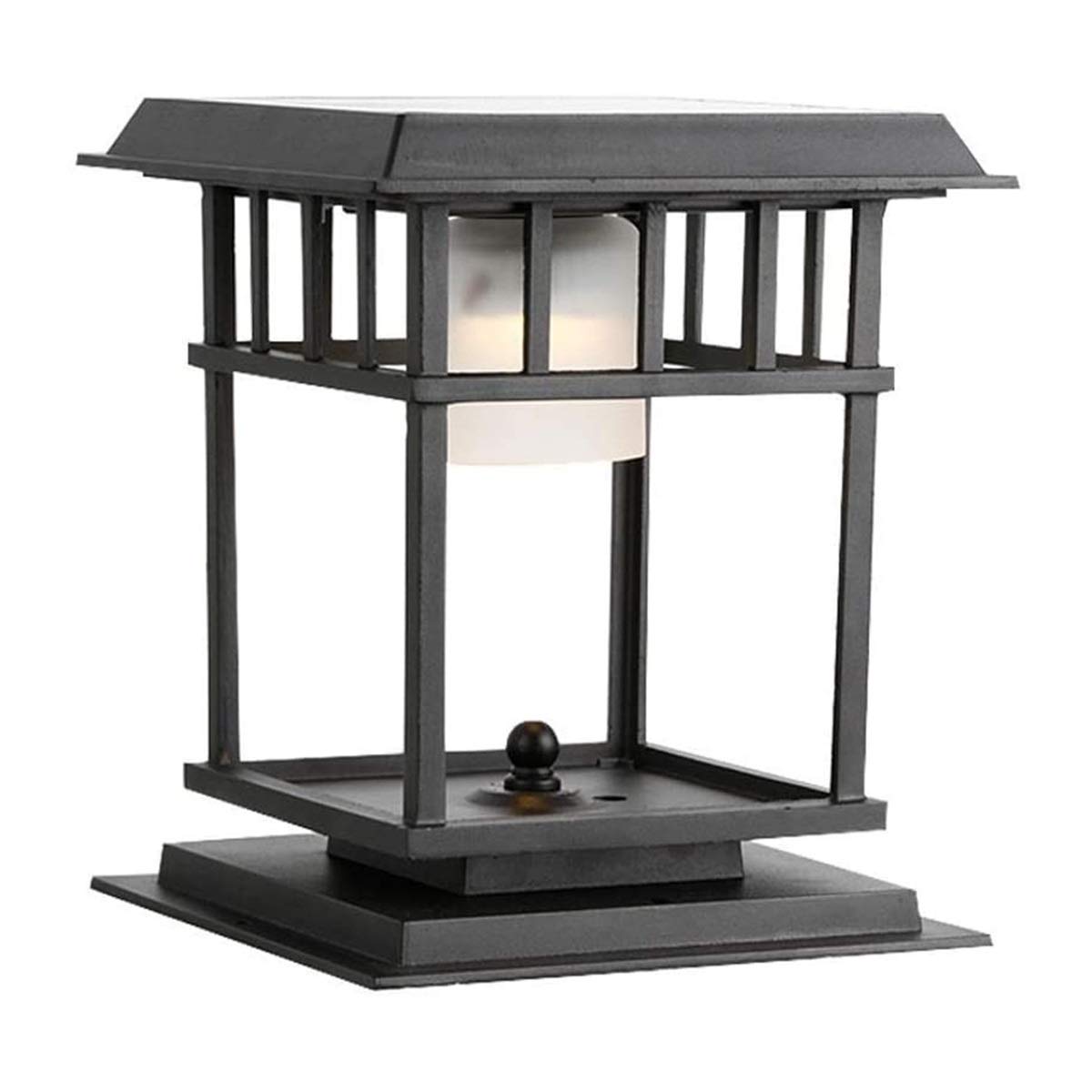 Solar Post Light LED - Modern Outdoor Column Lamp IP33 Waterproof - Aluminum Metal & Glass Design for Garden, Lawn, Yard, Villa Landscape Decoration - Perfect for Pathway, Driveway, Patio and Poolside Lighting
